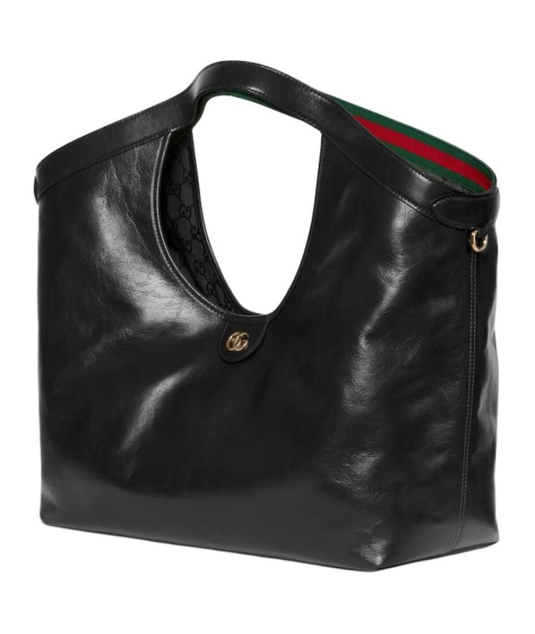 GUCCI Черная кожаная сумка тоут, фото 2