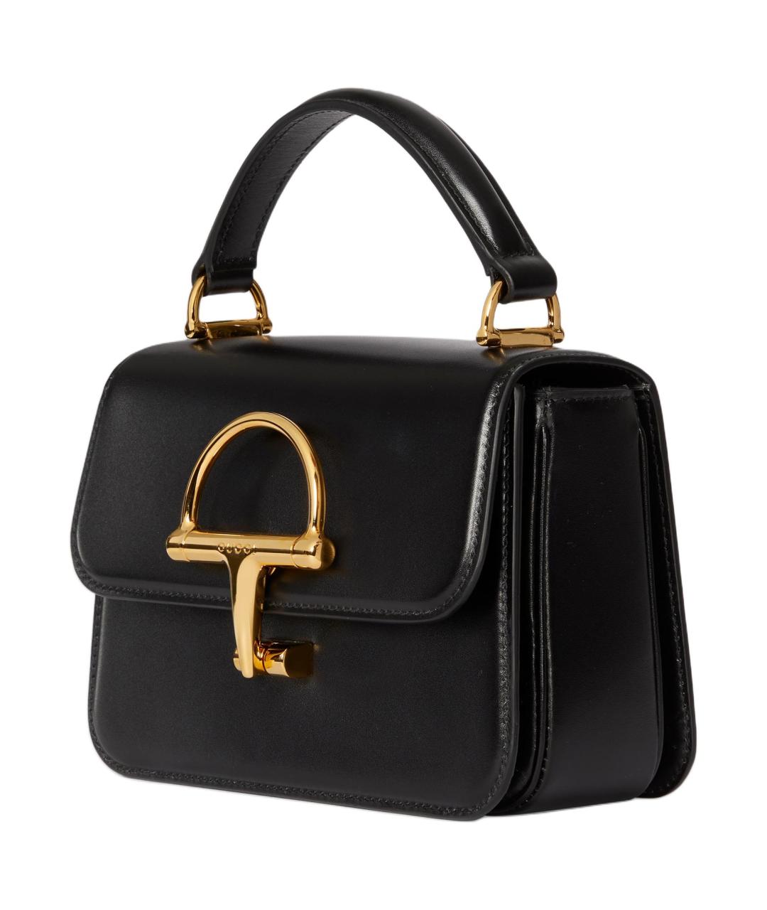 GUCCI Черная кожаная сумка с короткими ручками, фото 3