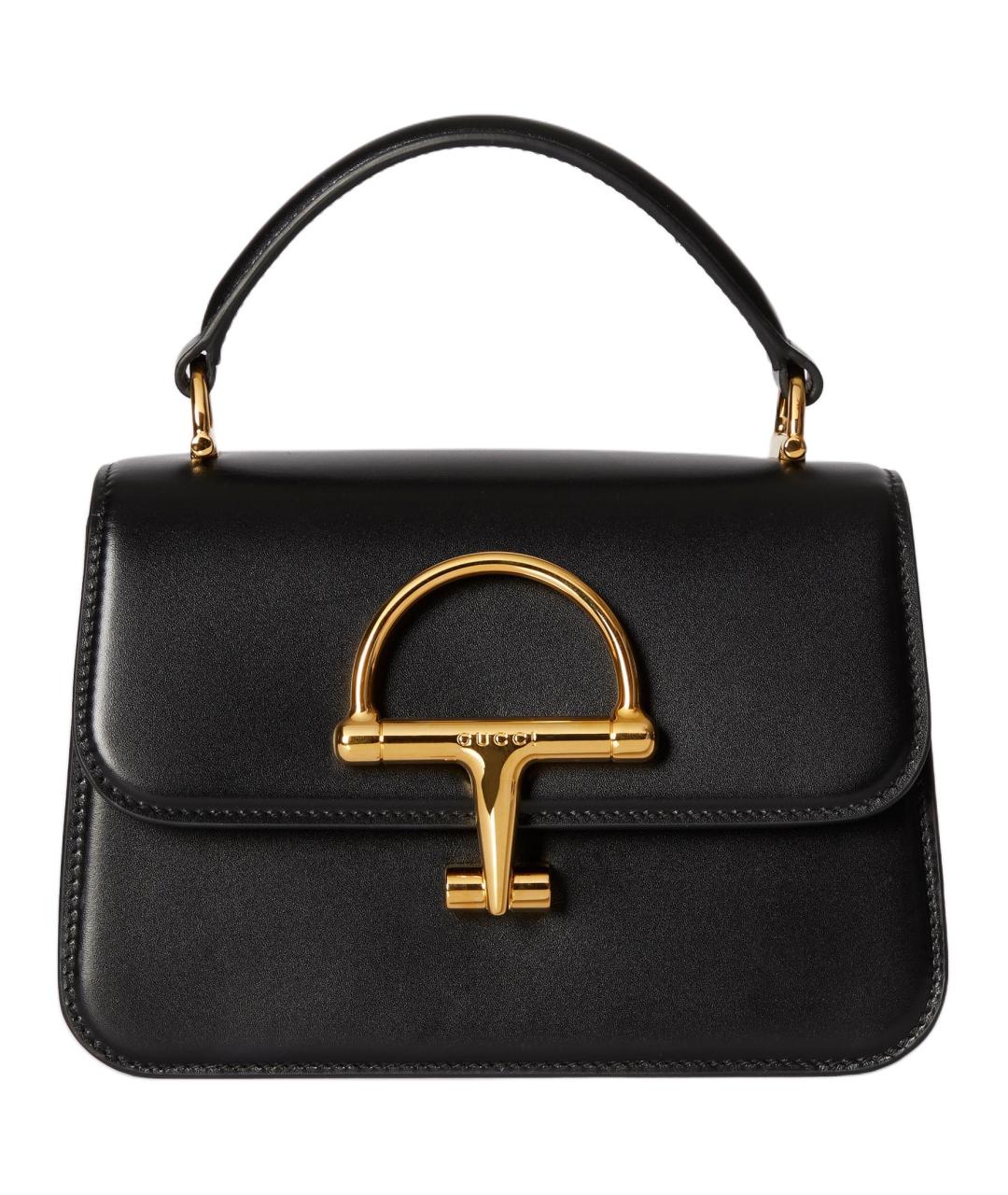 GUCCI Черная кожаная сумка с короткими ручками, фото 1