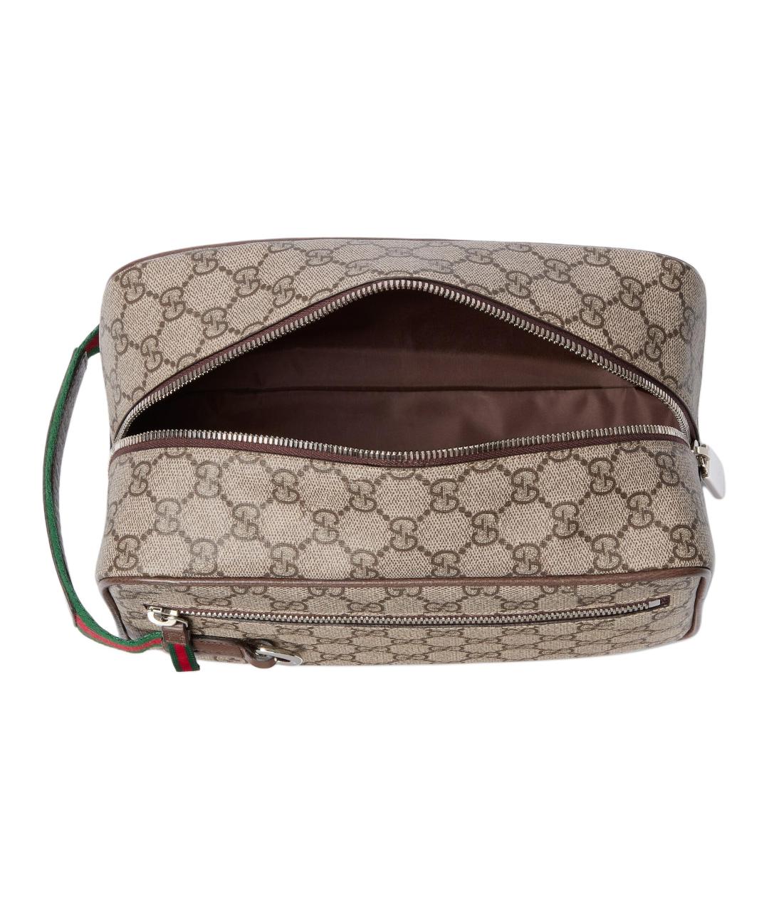 GUCCI Бежевая косметичка из канвы, фото 4