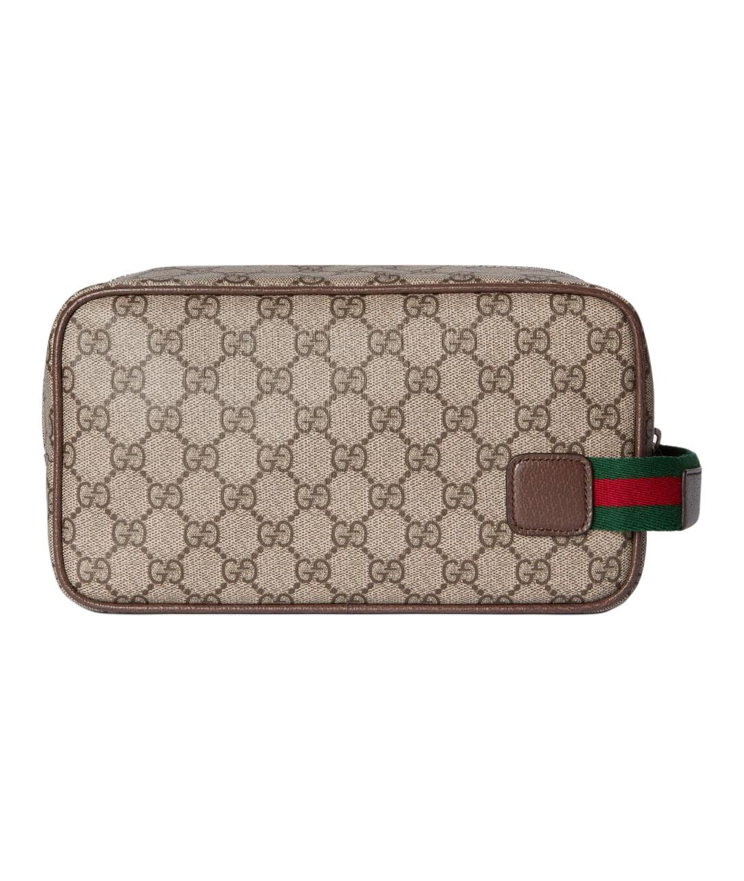 GUCCI Бежевая косметичка из канвы, фото 3