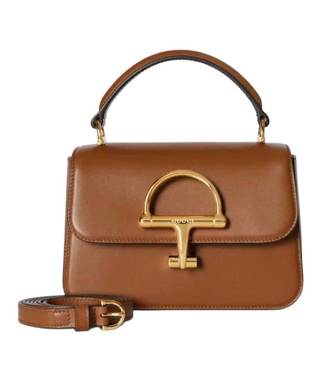 GUCCI Коричневая кожаная сумка с короткими ручками, фото 3