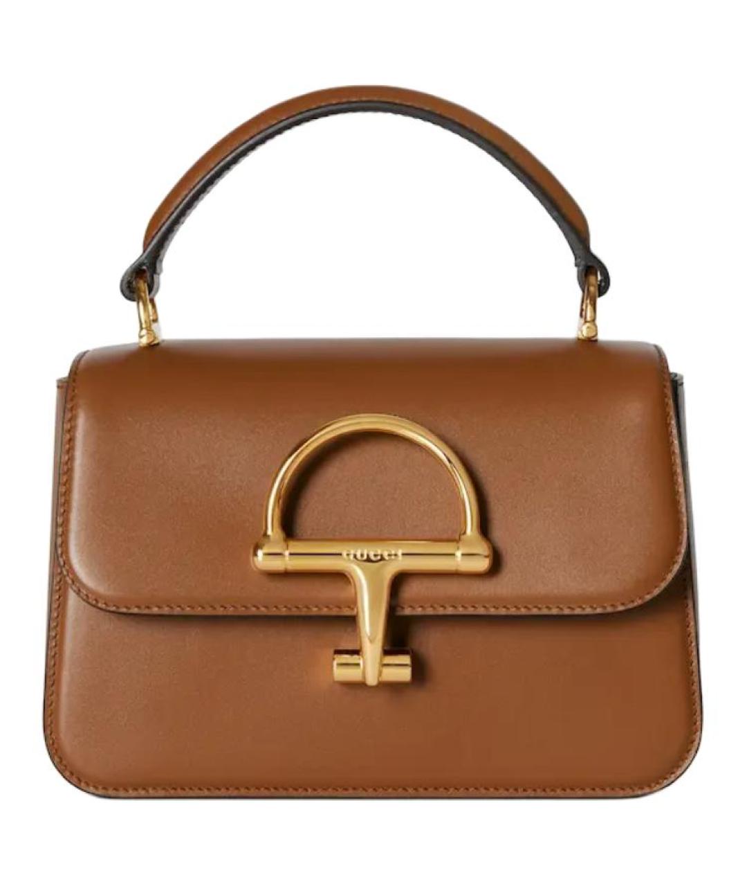 GUCCI Коричневая кожаная сумка с короткими ручками, фото 1