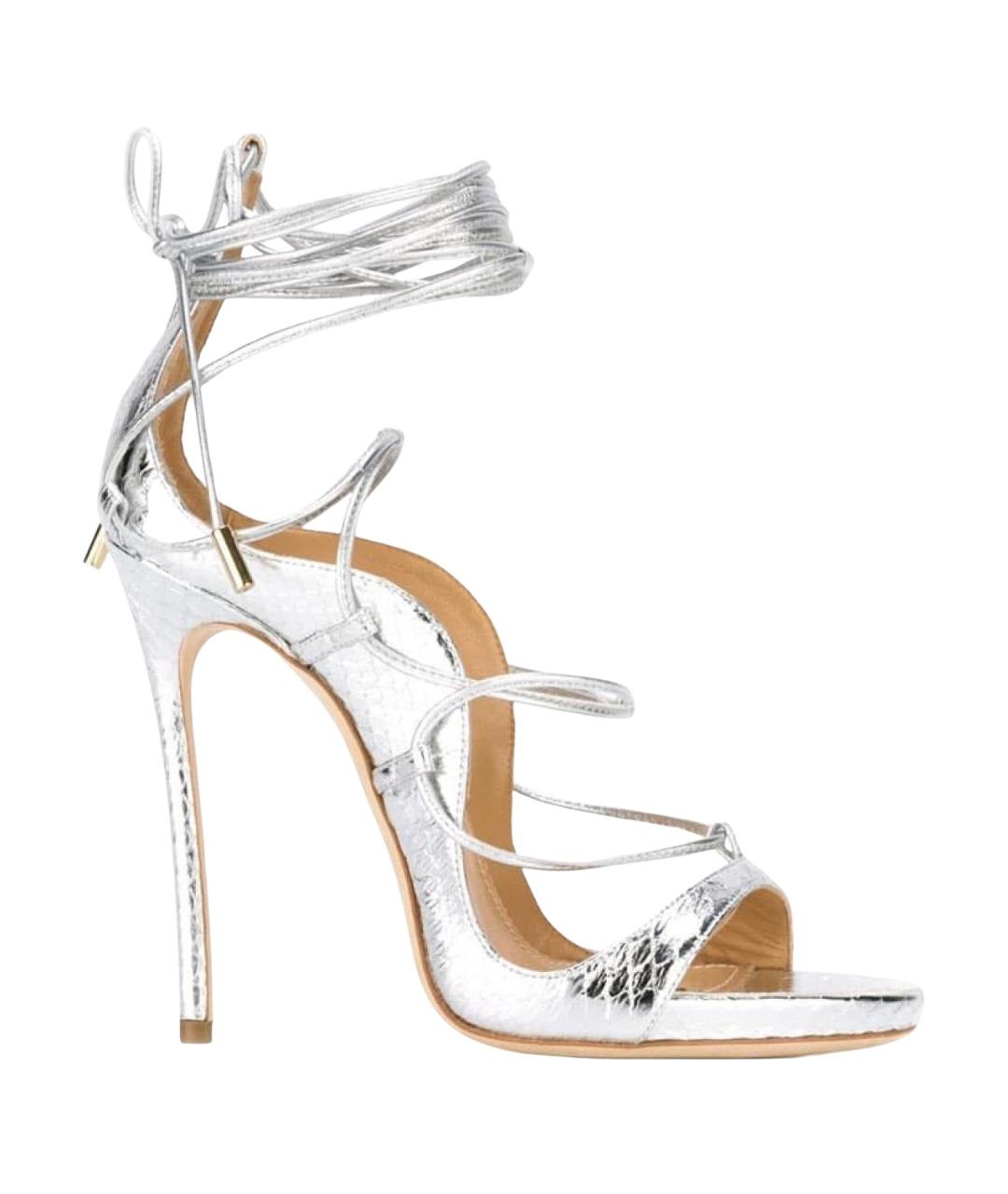DSQUARED2 Серебряные кожаные босоножки, фото 1