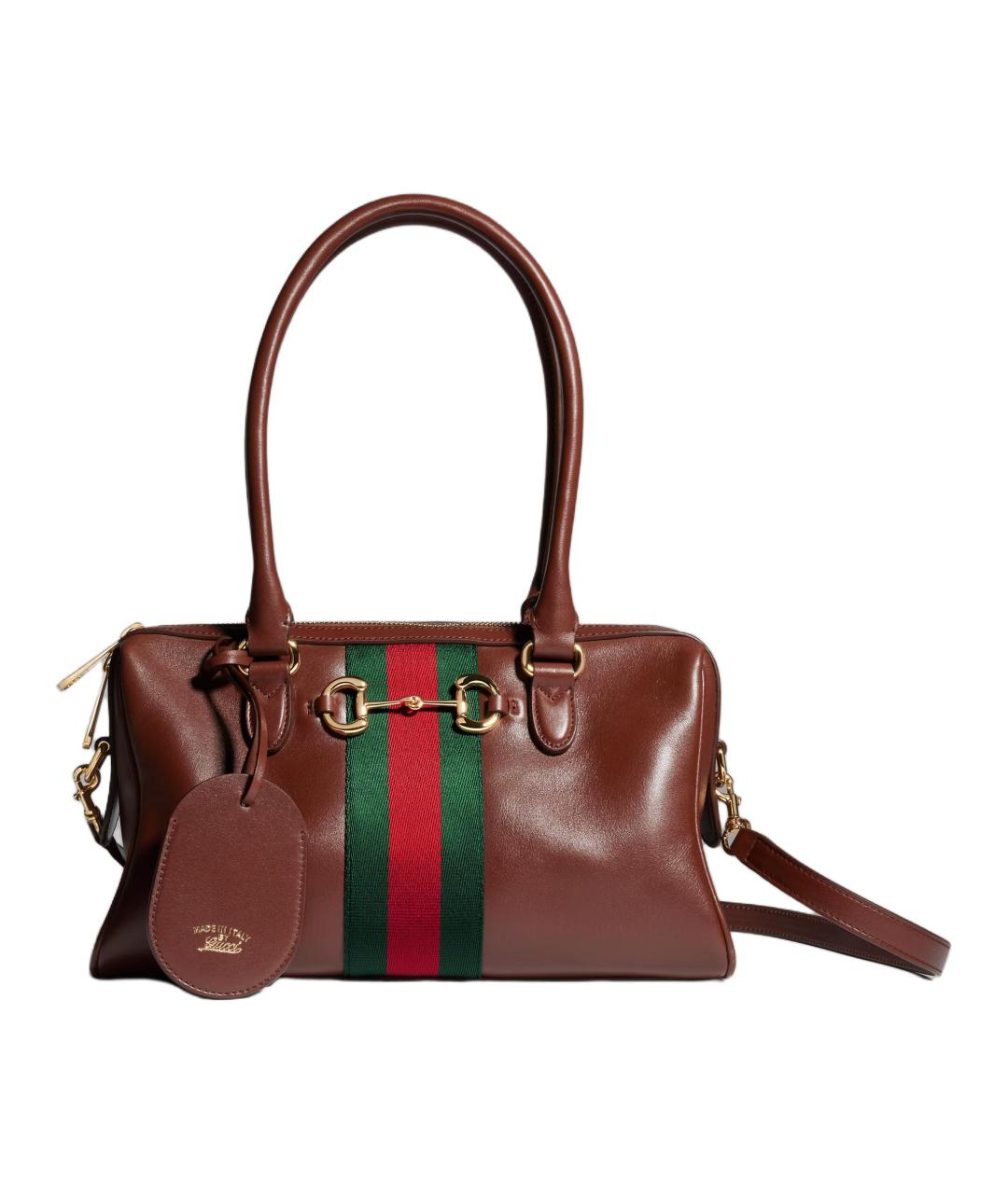 GUCCI Коричневая кожаная сумка с короткими ручками, фото 1