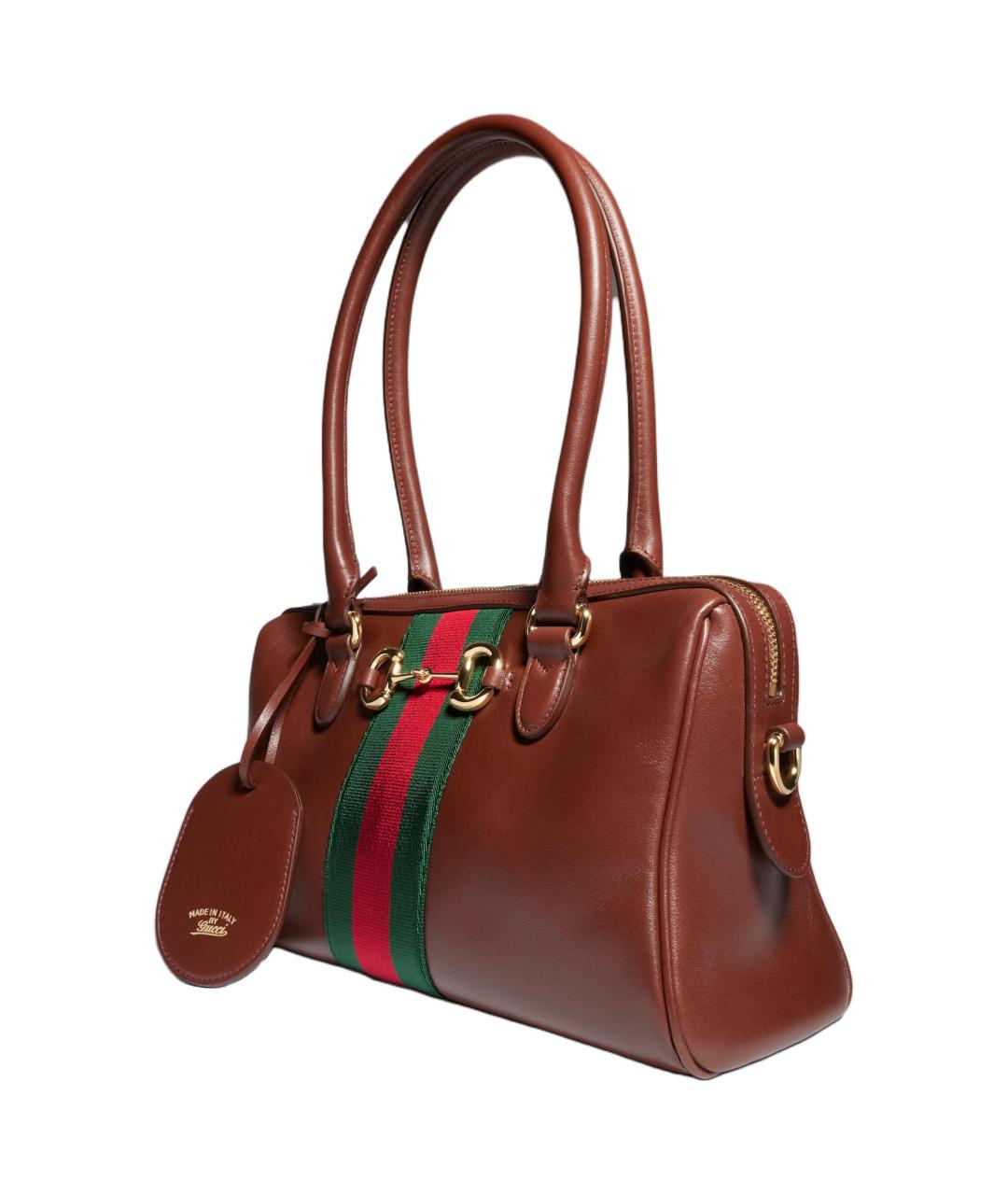 GUCCI Коричневая кожаная сумка с короткими ручками, фото 3