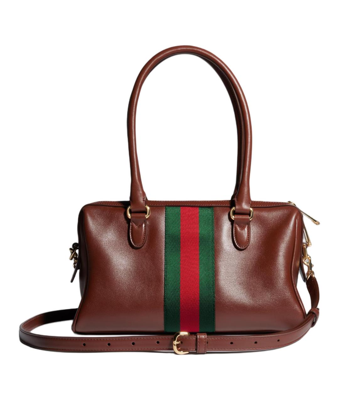GUCCI Коричневая кожаная сумка с короткими ручками, фото 4