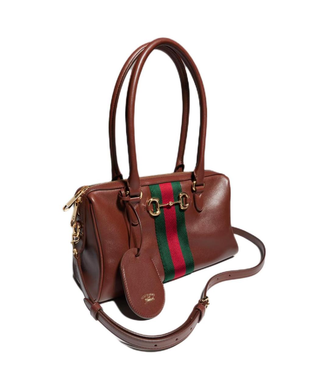 GUCCI Коричневая кожаная сумка с короткими ручками, фото 2