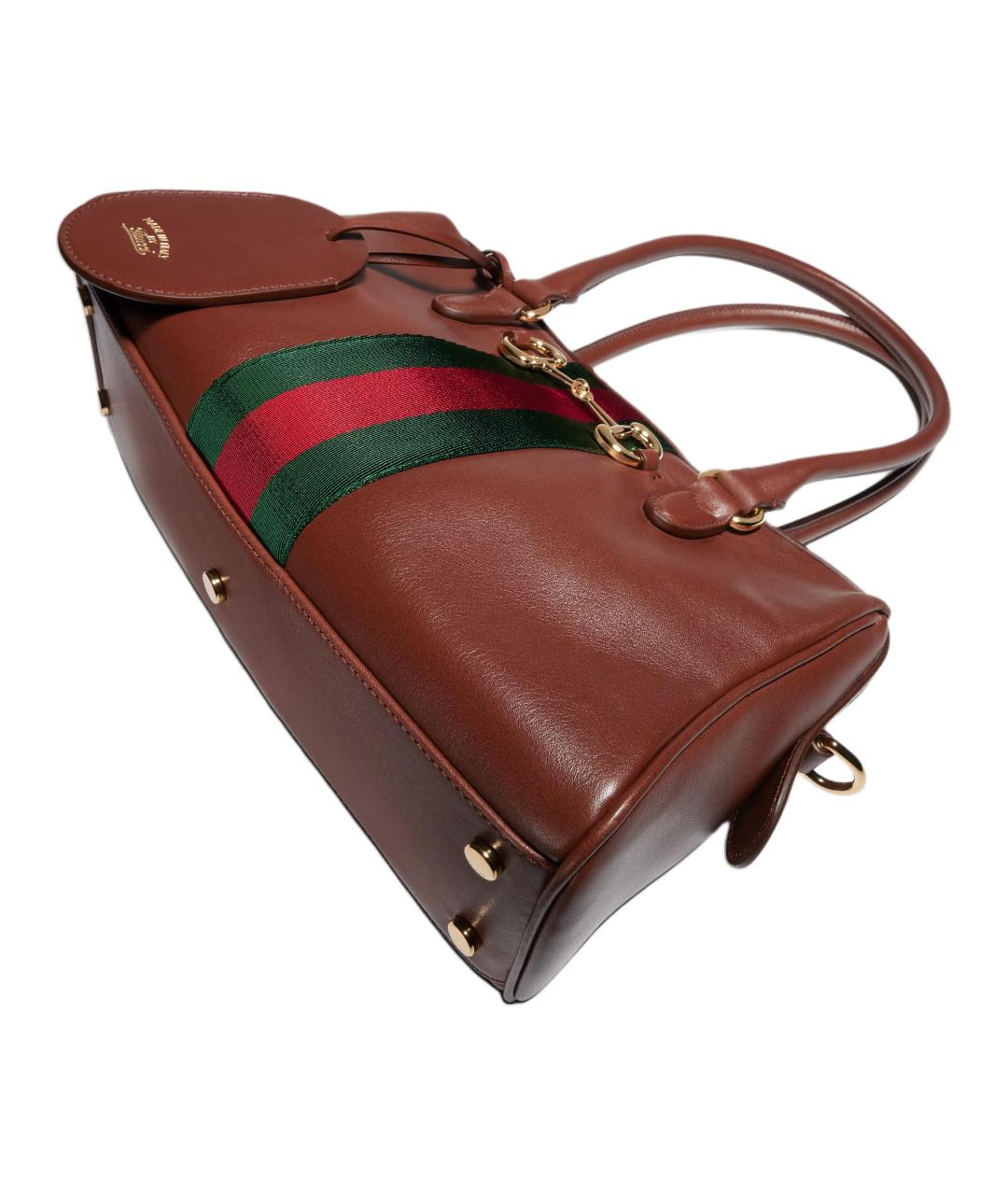 GUCCI Коричневая кожаная сумка с короткими ручками, фото 5