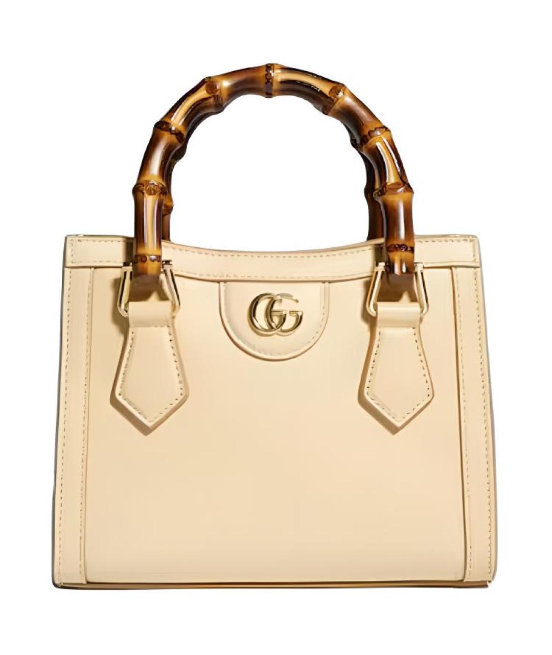 GUCCI Желтая кожаная сумка с короткими ручками, фото 1