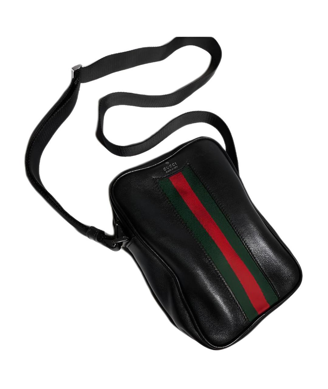 GUCCI Черная кожаная сумка через плечо, фото 4