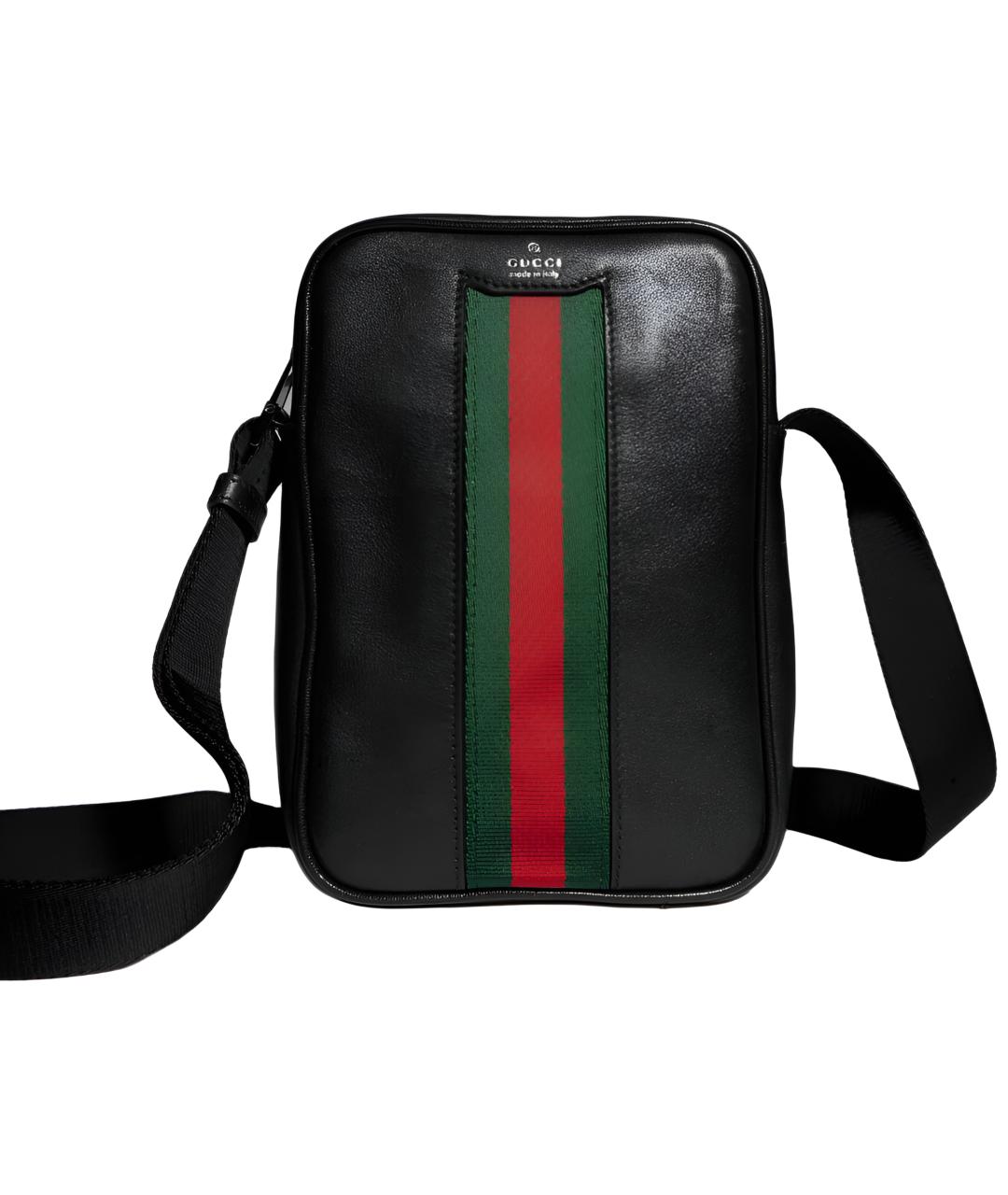 GUCCI Черная кожаная сумка через плечо, фото 1