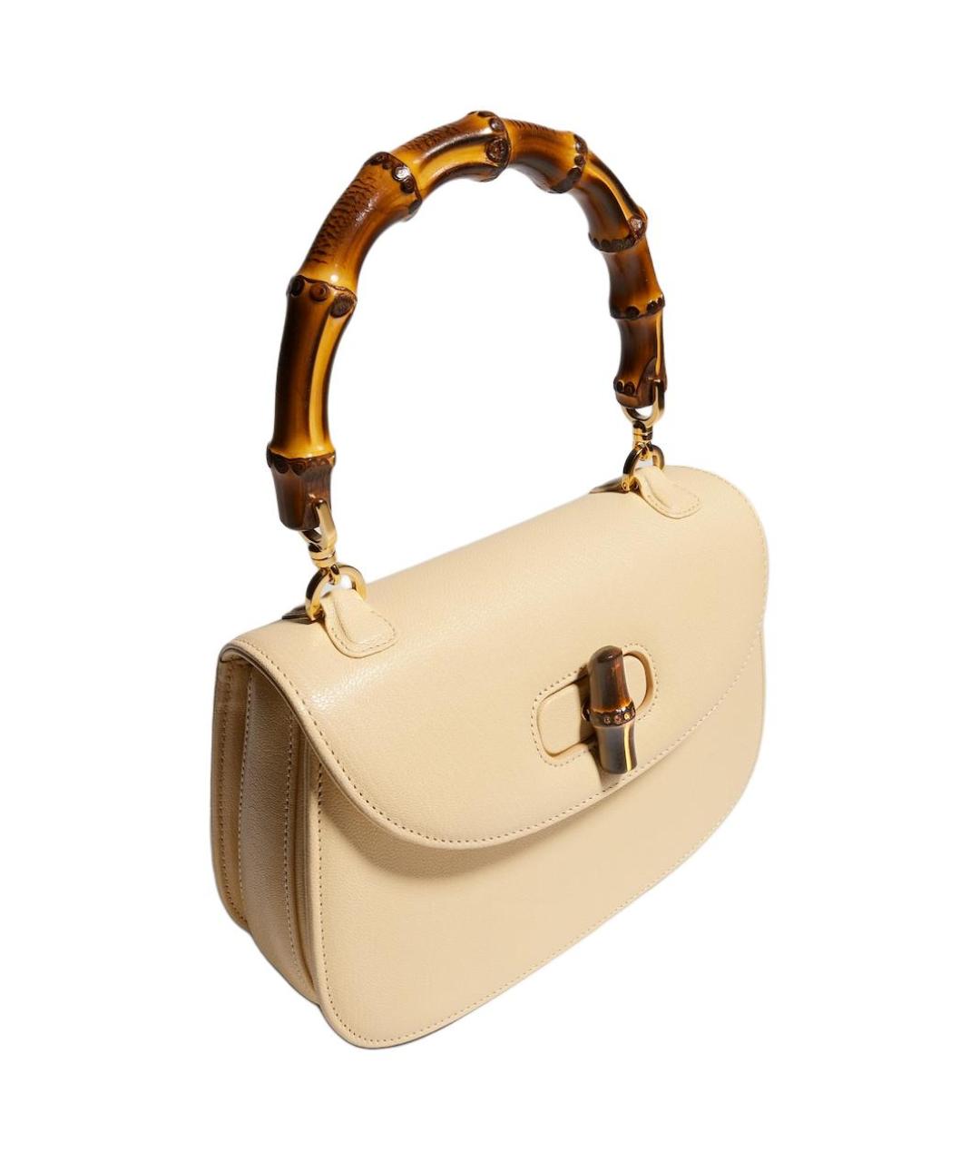 GUCCI Бежевая кожаная сумка через плечо, фото 2