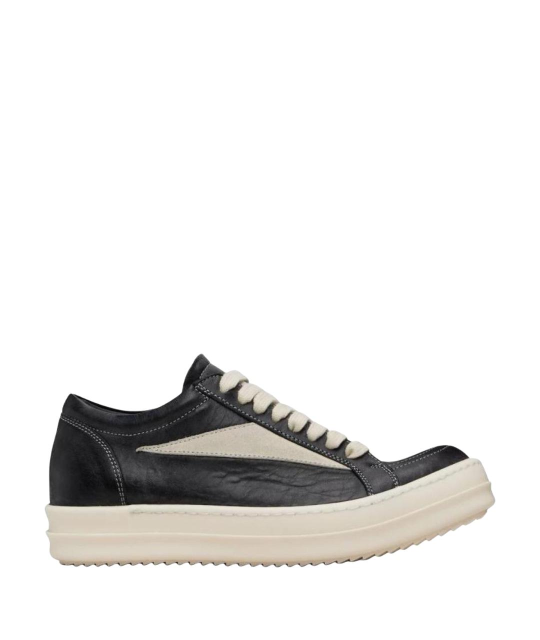 RICK OWENS Черные кожаные кеды, фото 1