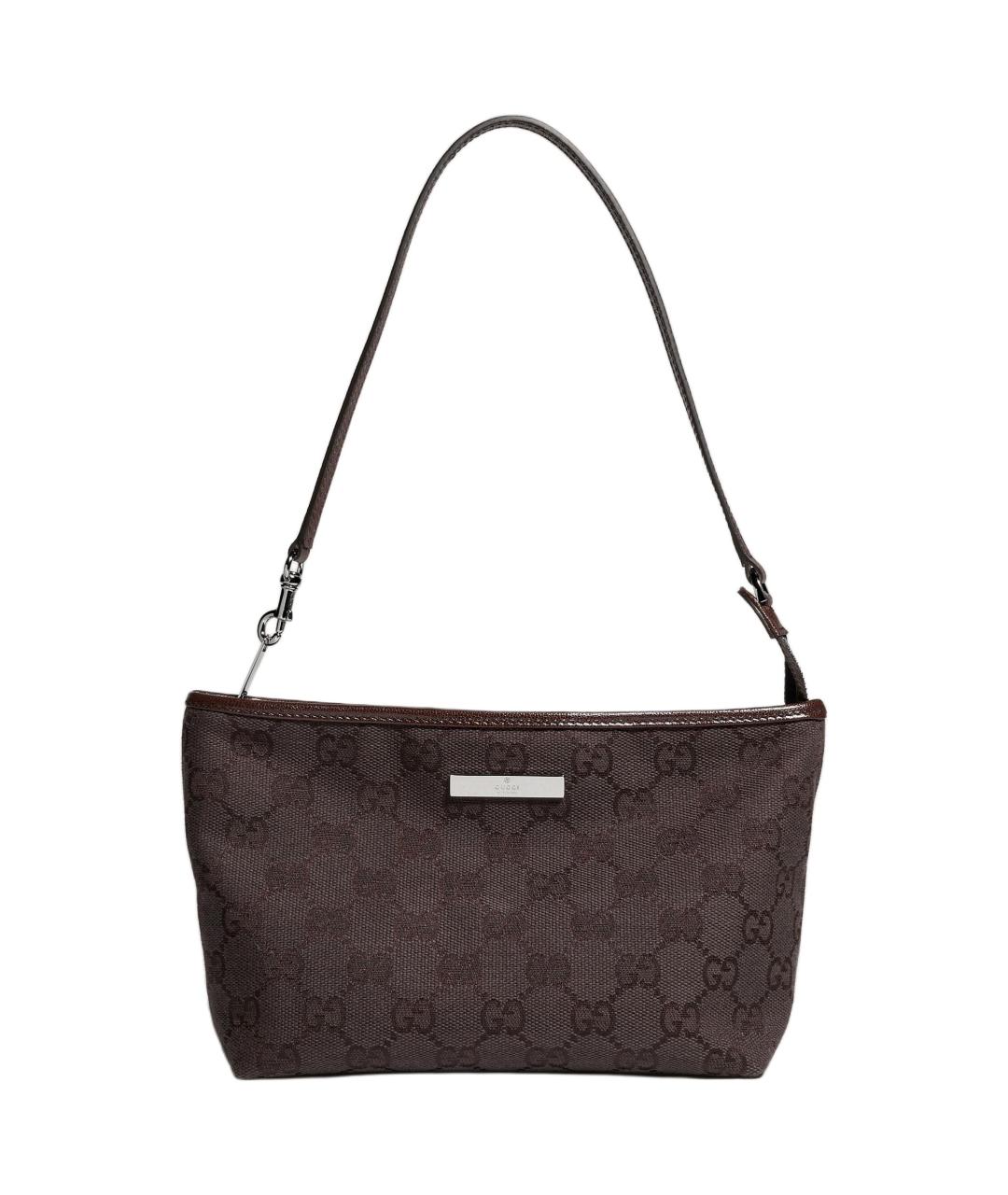 GUCCI Коричневая сумка с короткими ручками из канвы, фото 1