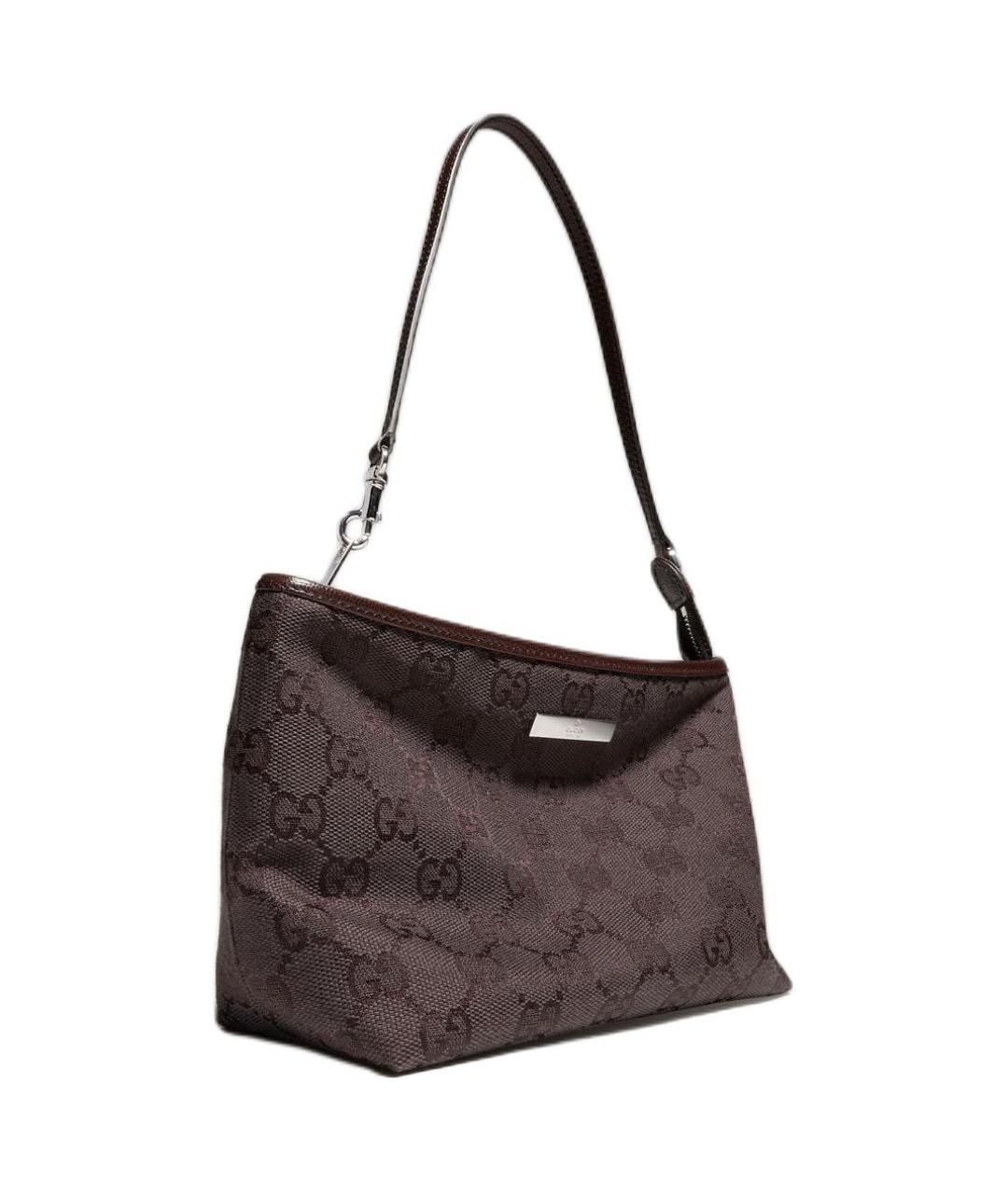 GUCCI Коричневая сумка с короткими ручками из канвы, фото 2