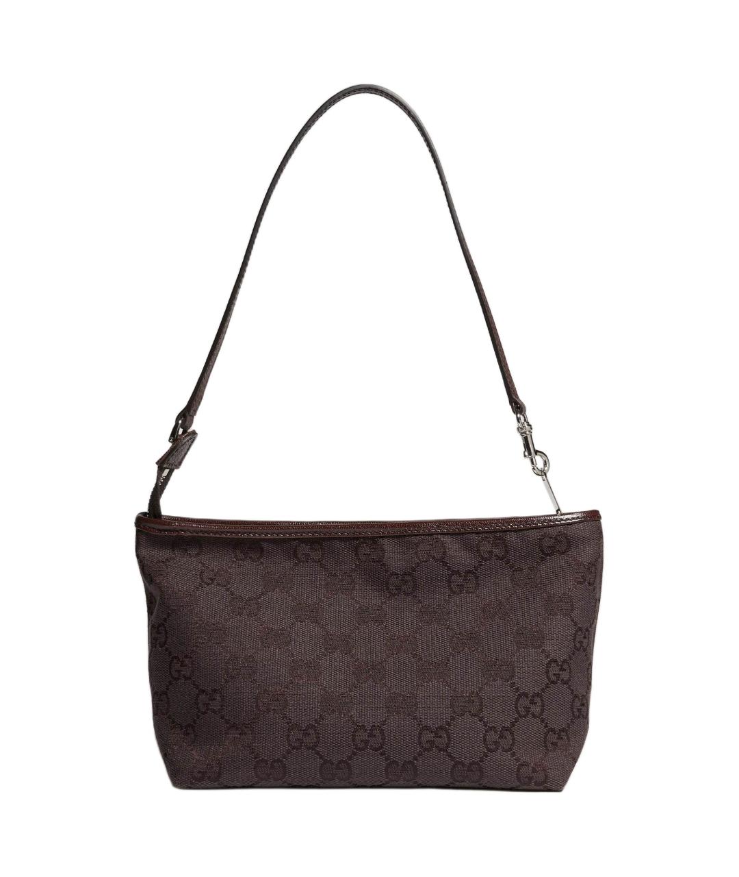 GUCCI Коричневая сумка с короткими ручками из канвы, фото 4