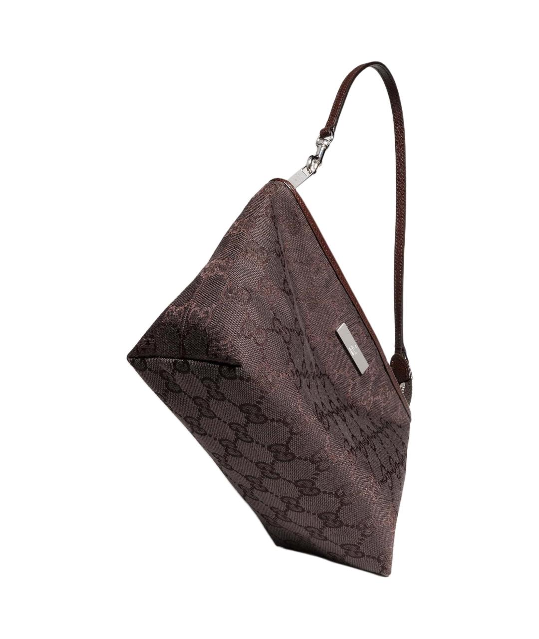 GUCCI Коричневая сумка с короткими ручками из канвы, фото 5