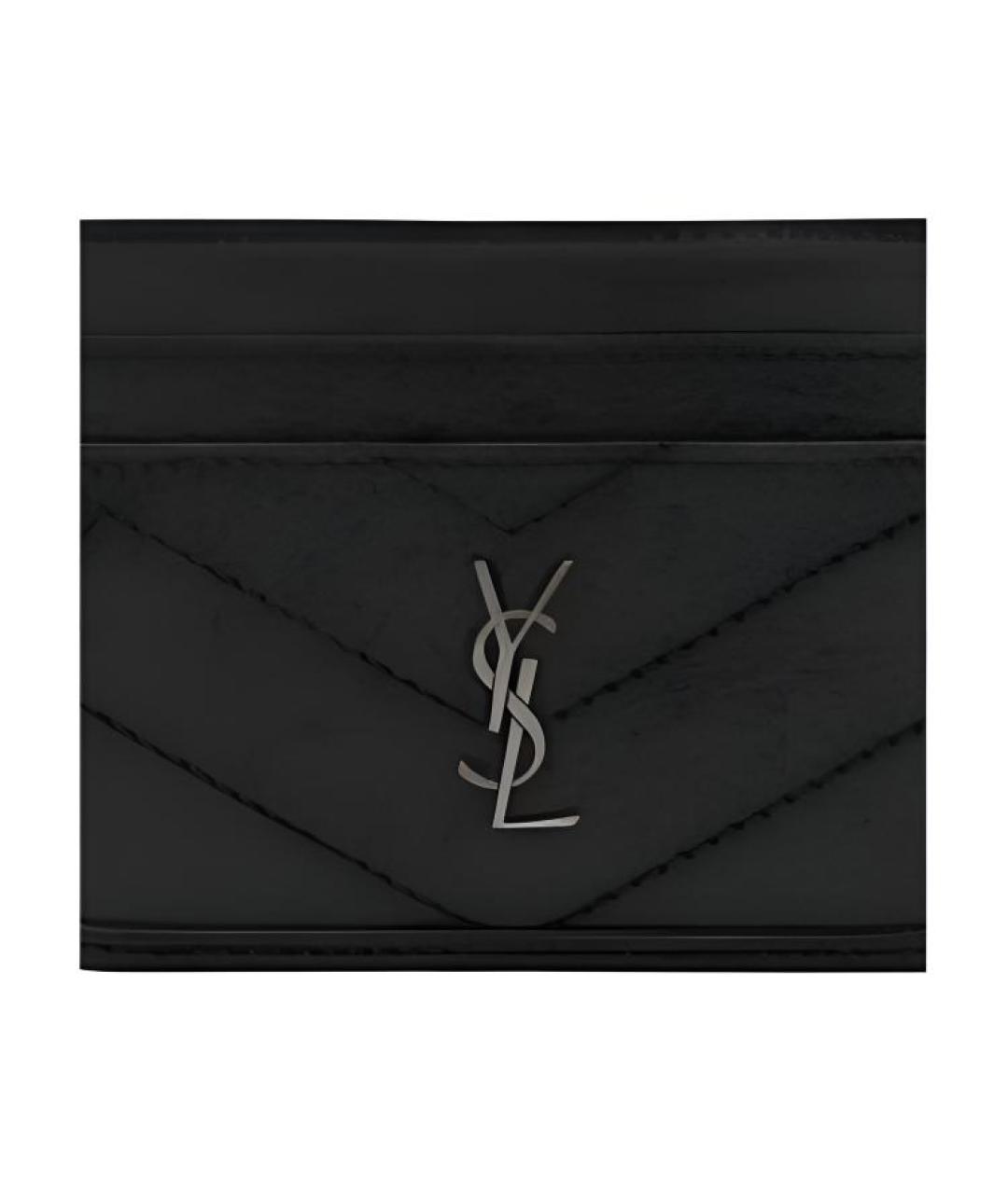 SAINT LAURENT Черный кожаный кардхолдер, фото 3