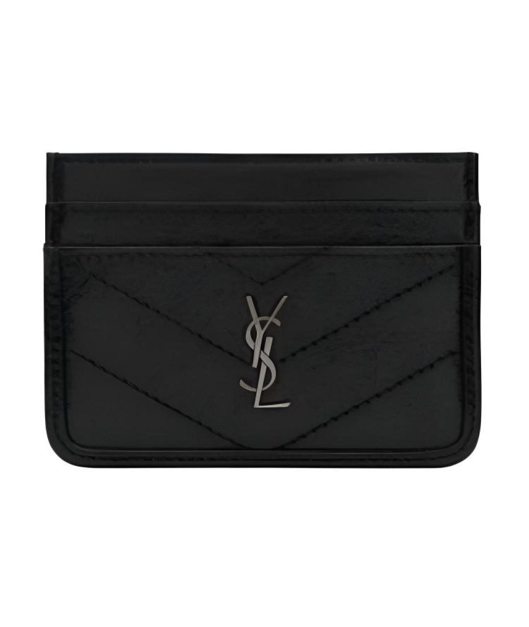 SAINT LAURENT Черный кожаный кардхолдер, фото 1