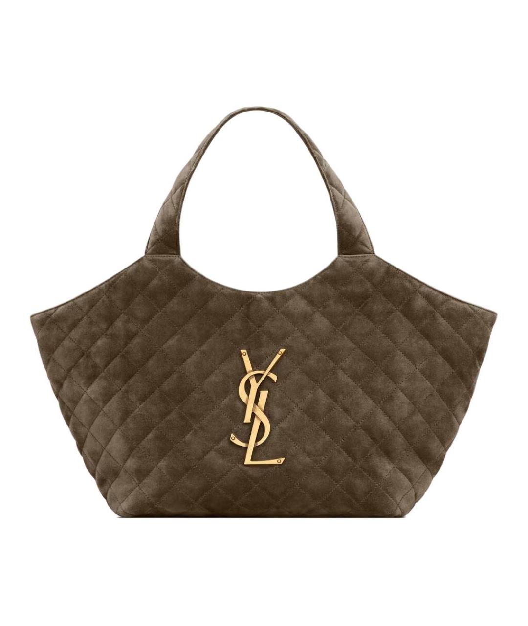 SAINT LAURENT Коричневая замшевая сумка через плечо, фото 1