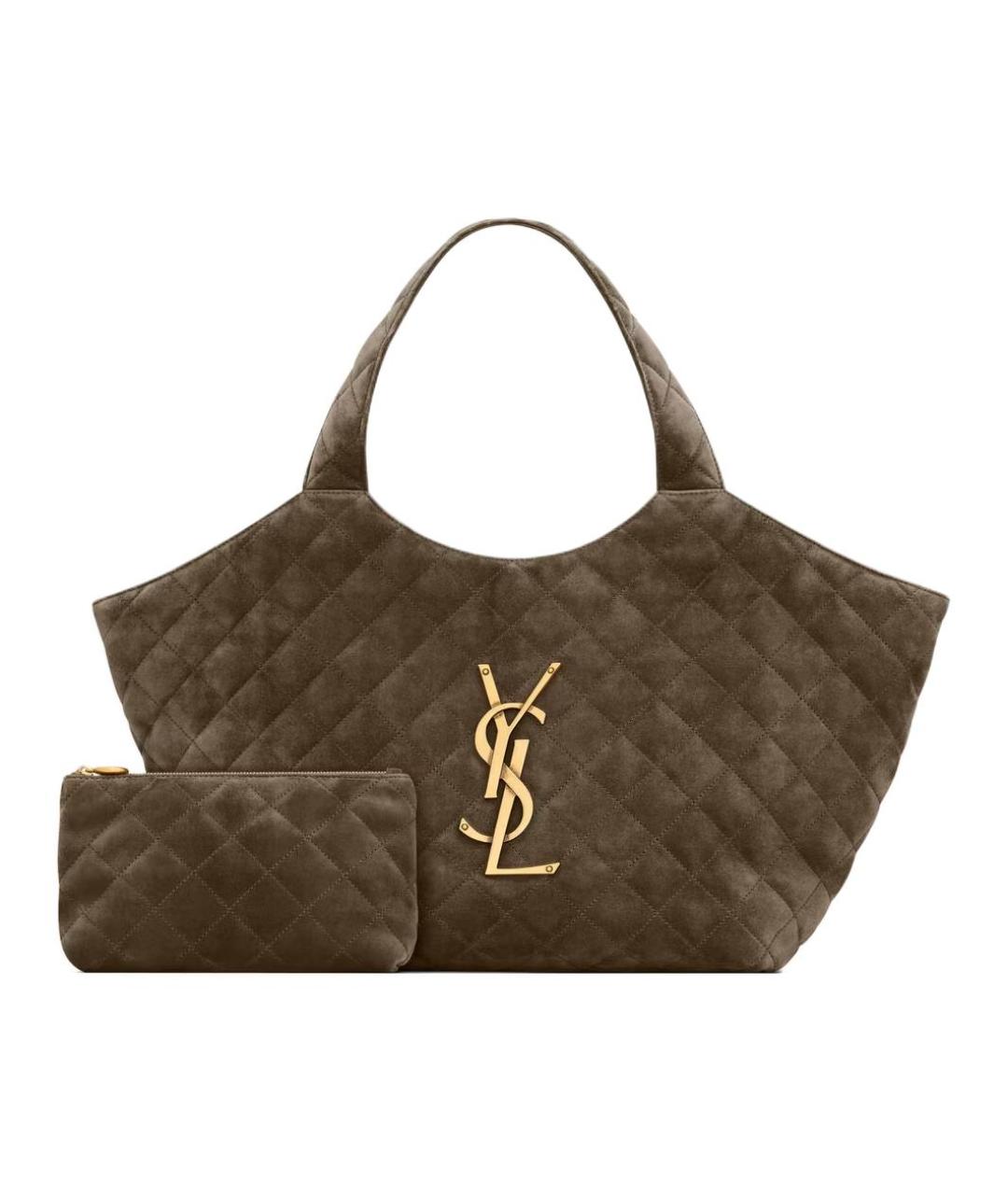 SAINT LAURENT Коричневая замшевая сумка через плечо, фото 2