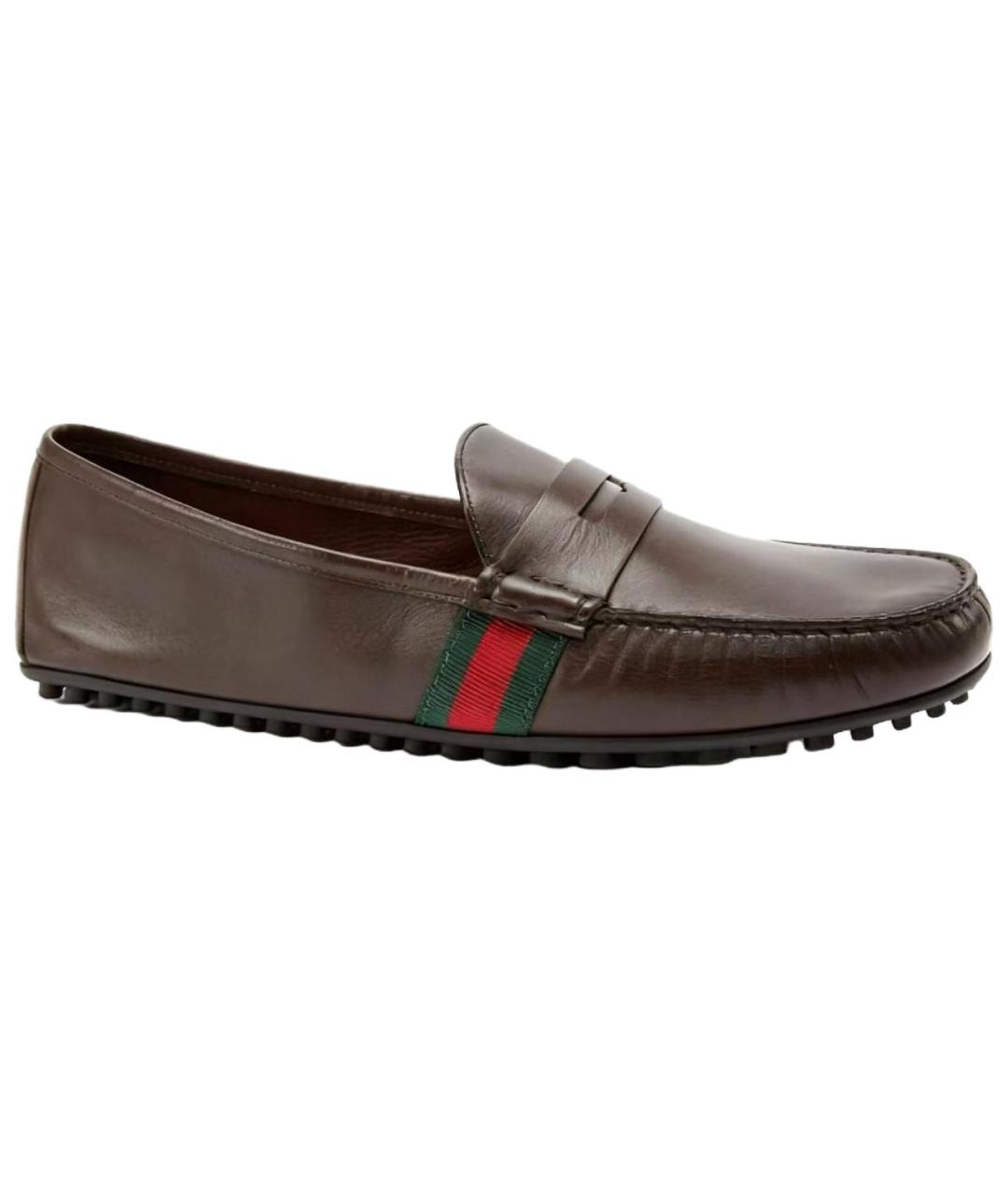 GUCCI Коричневые кожаные мокасины, фото 1