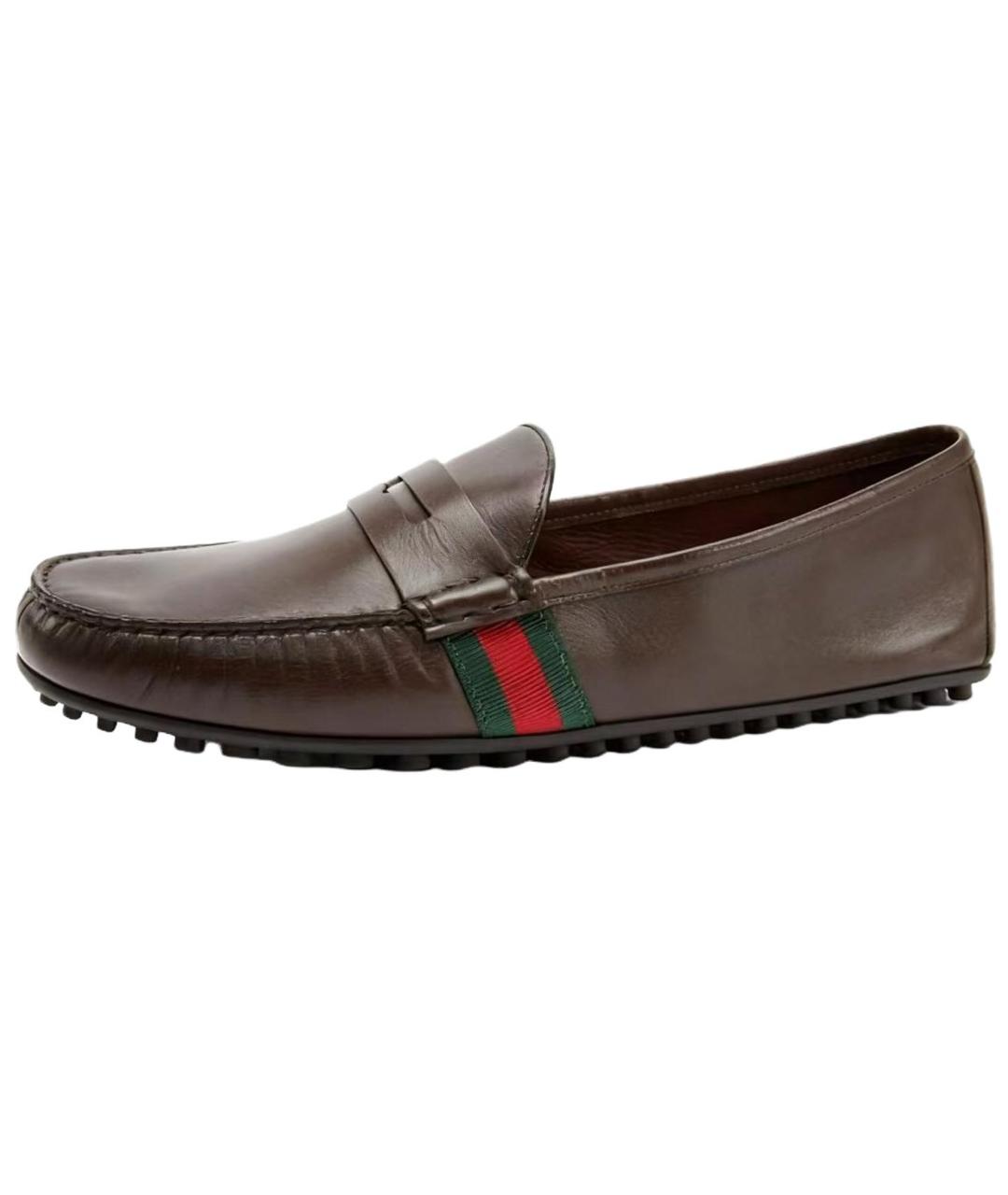 GUCCI Коричневые кожаные мокасины, фото 2