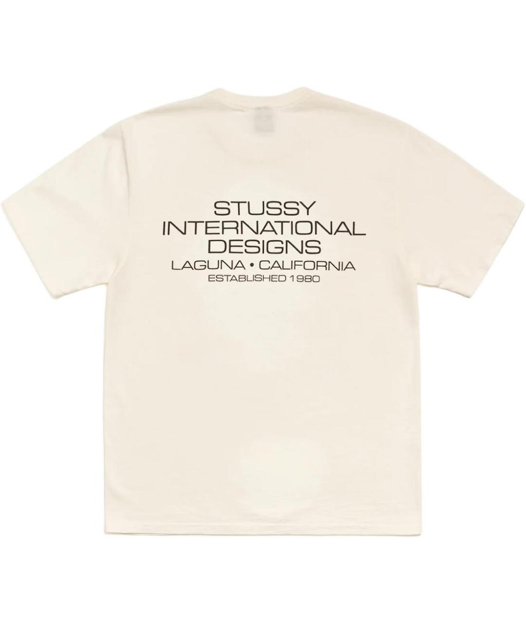 STUSSY Бежевая хлопковая футболка, фото 2