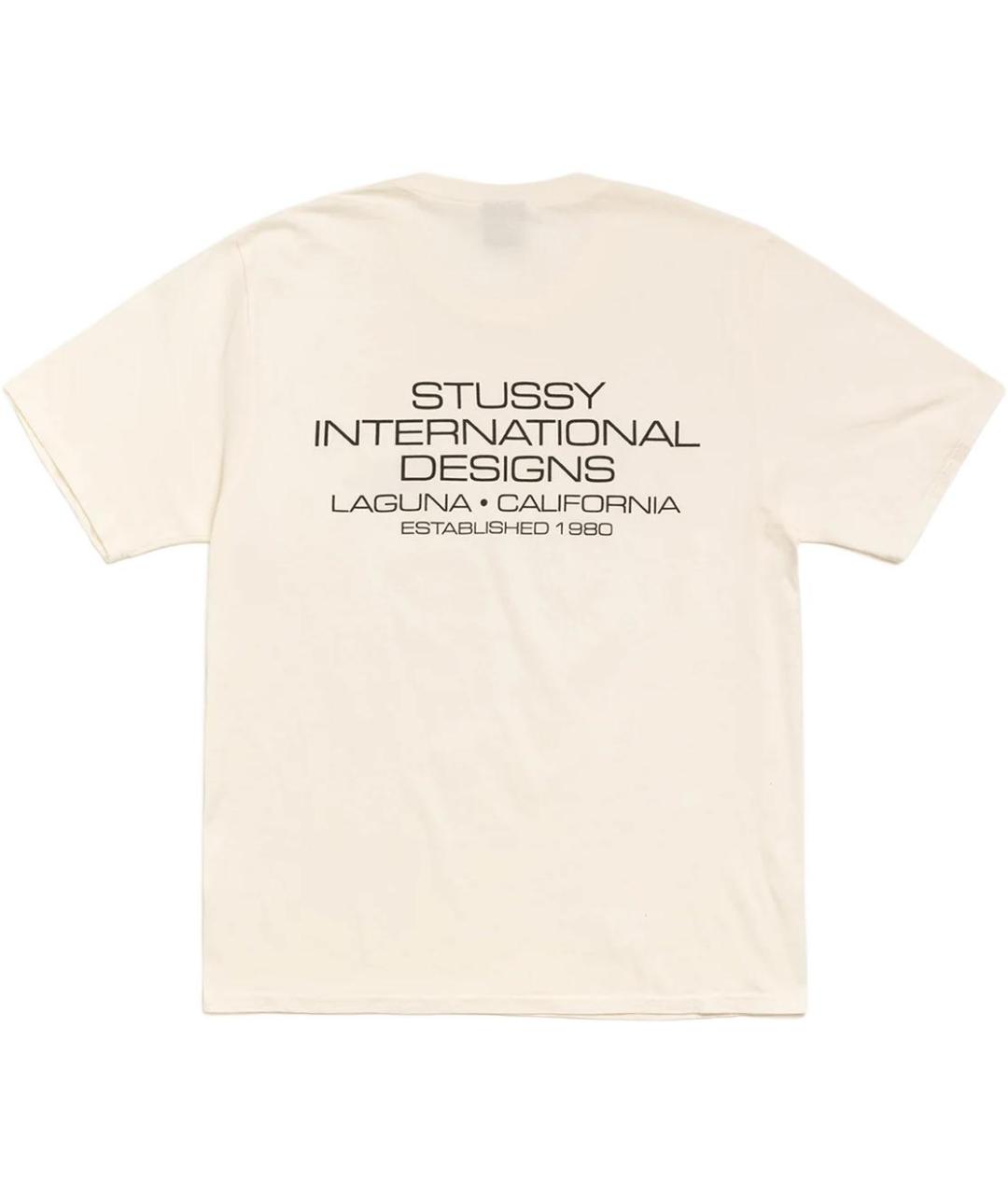 STUSSY Бежевая хлопковая футболка, фото 2
