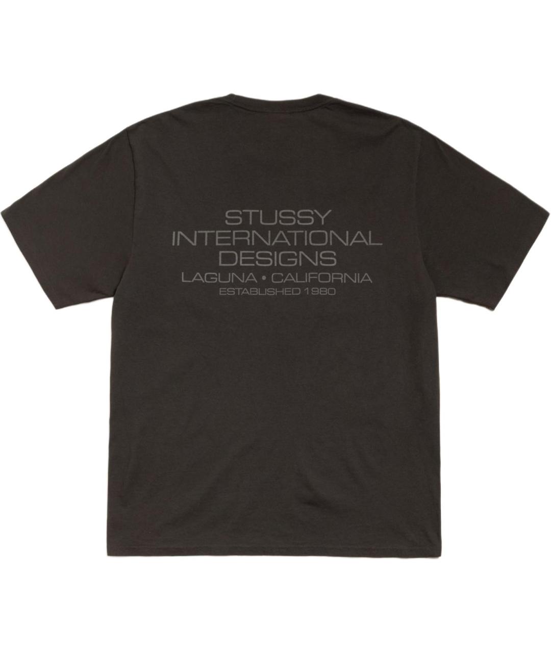 STUSSY Черная хлопковая футболка, фото 2