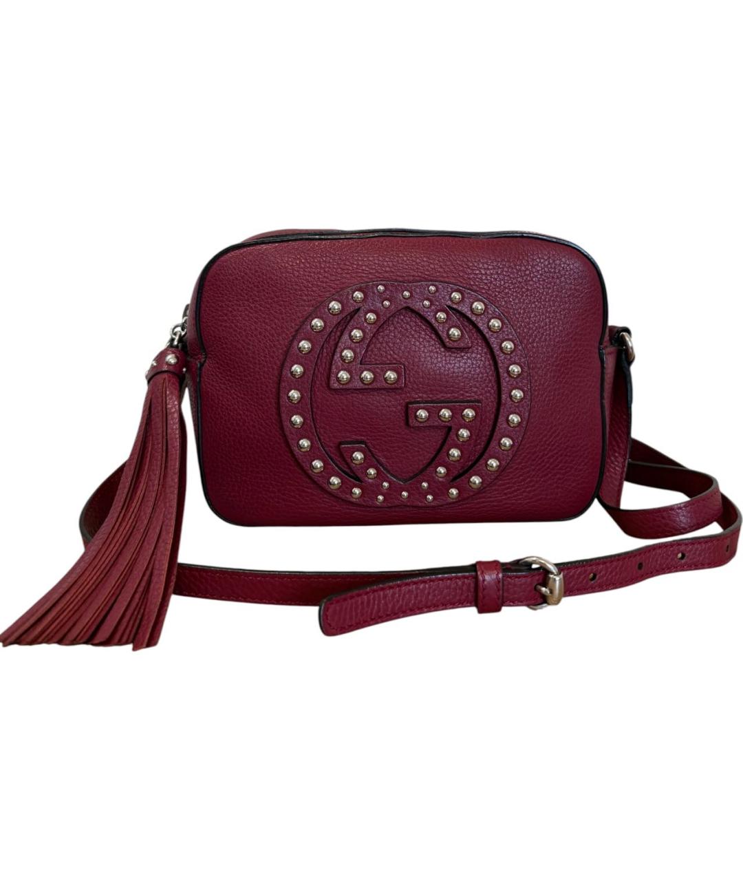 GUCCI Бордовая кожаная сумка через плечо, фото 1