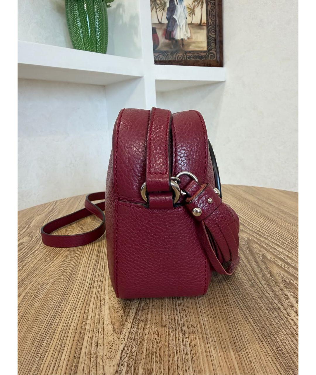 GUCCI Бордовая кожаная сумка через плечо, фото 7