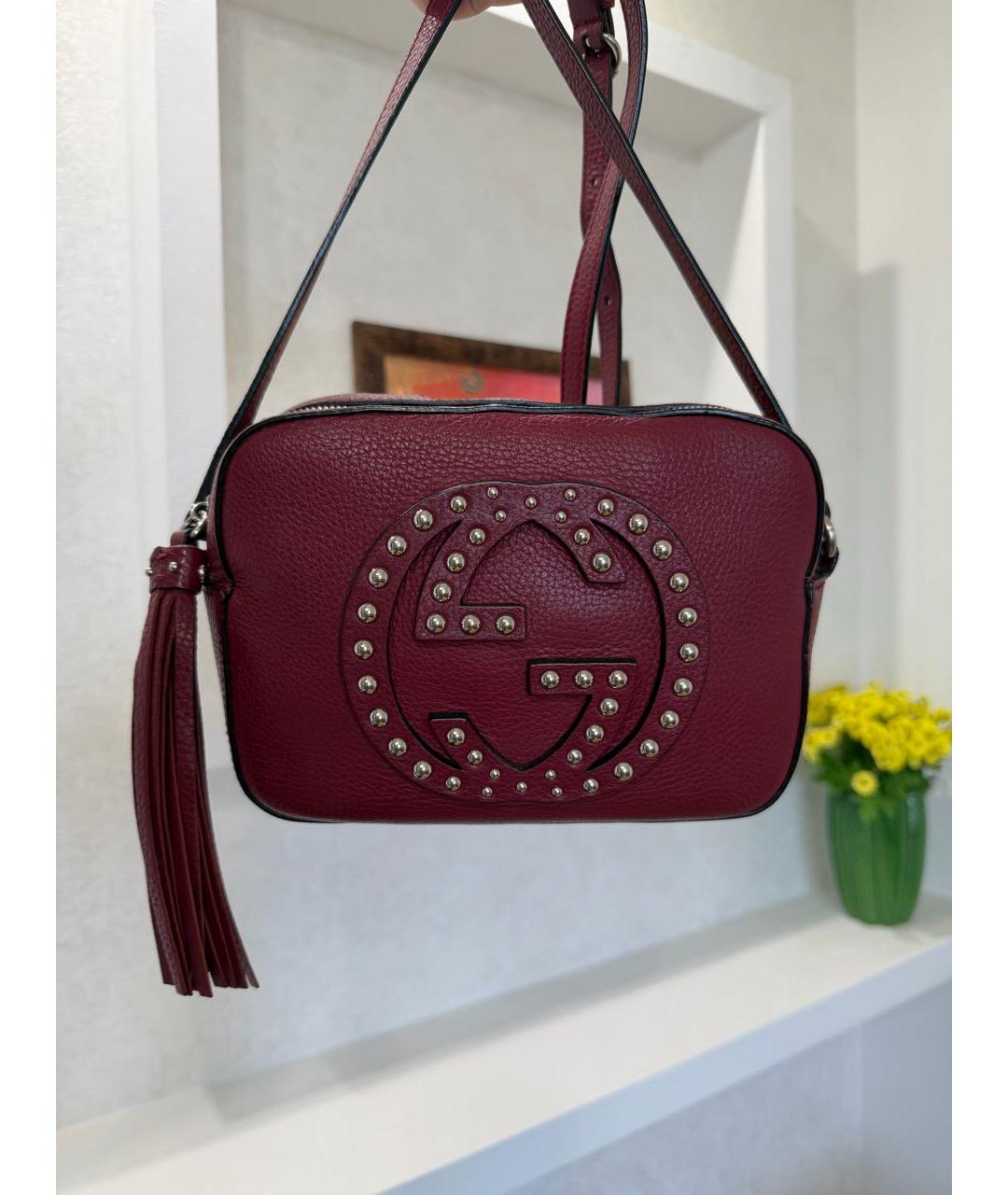 GUCCI Бордовая кожаная сумка через плечо, фото 5