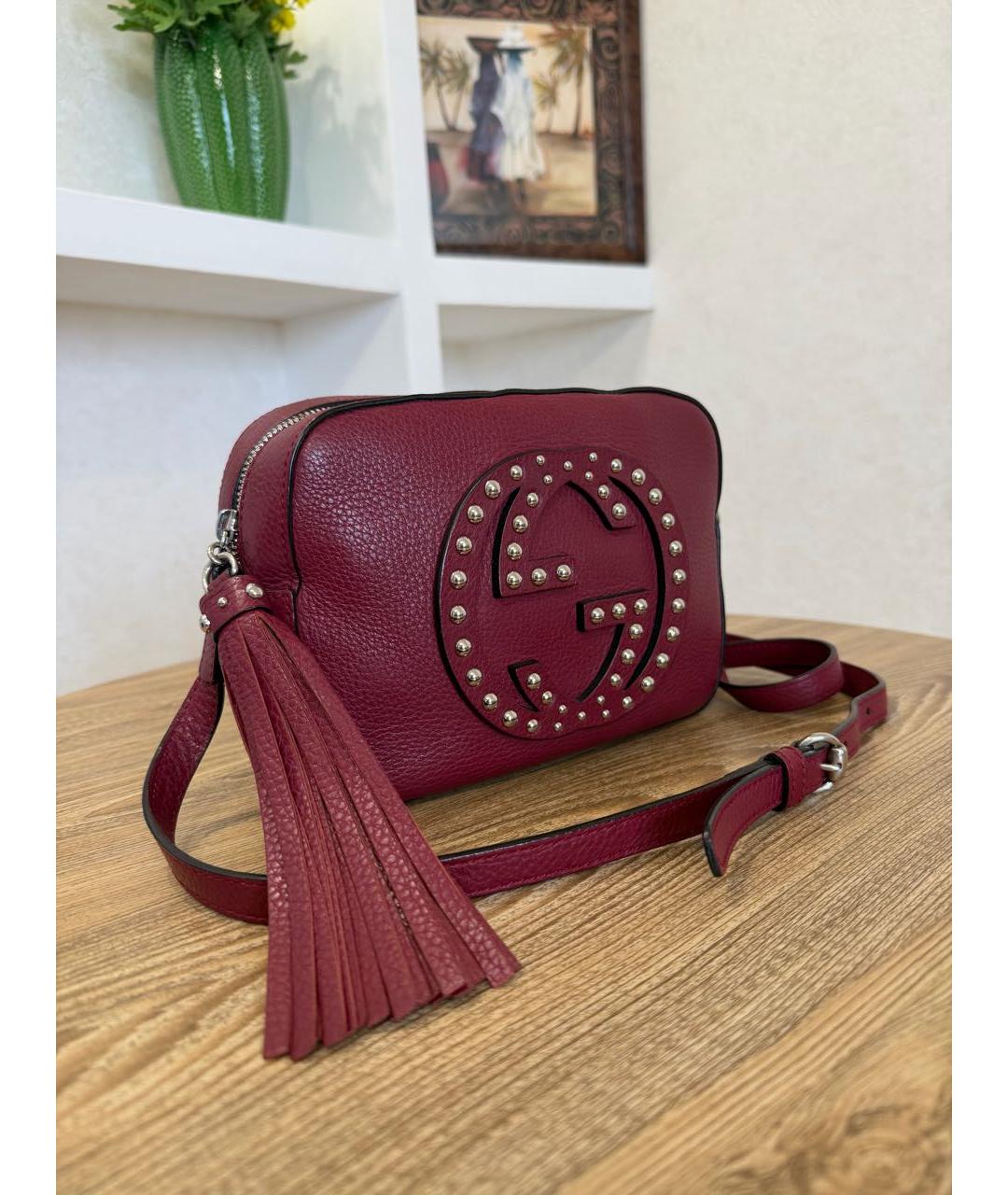 GUCCI Бордовая кожаная сумка через плечо, фото 3