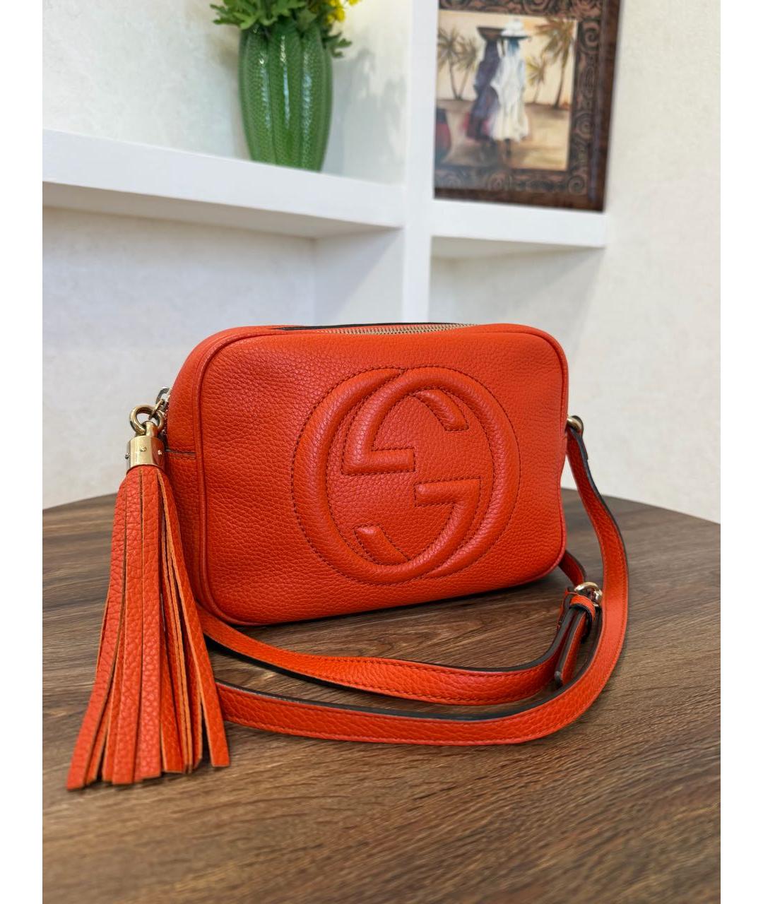 GUCCI Оранжевая кожаная сумка через плечо, фото 3