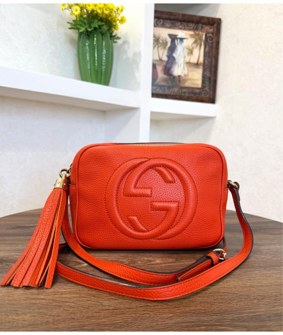 GUCCI Оранжевая кожаная сумка через плечо, фото 2