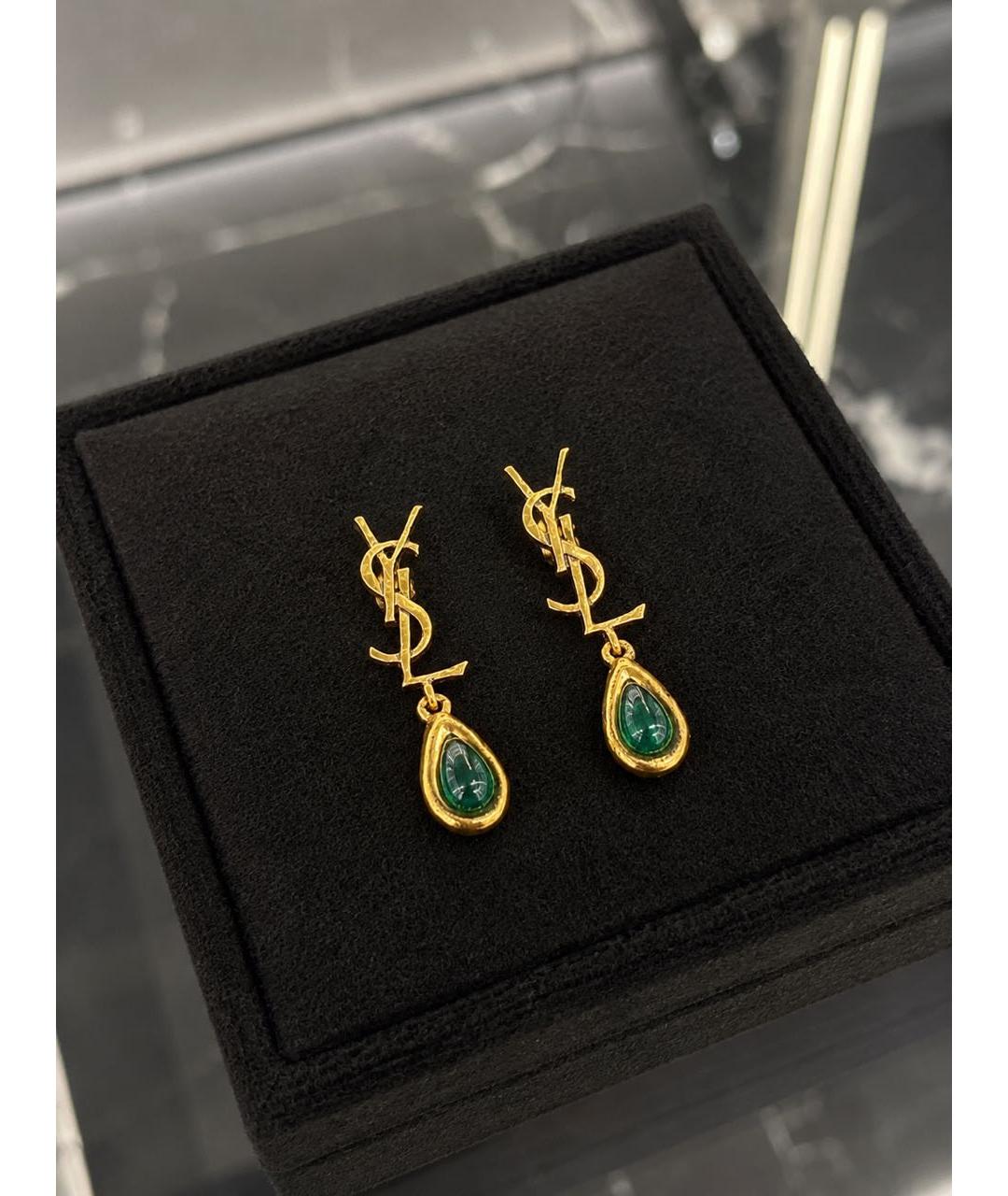 SAINT LAURENT Золотые латунные серьги, фото 6