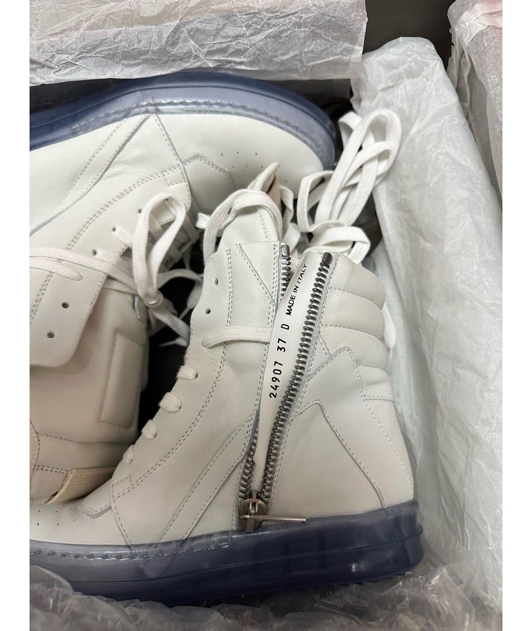RICK OWENS Белые кожаные кеды, фото 5