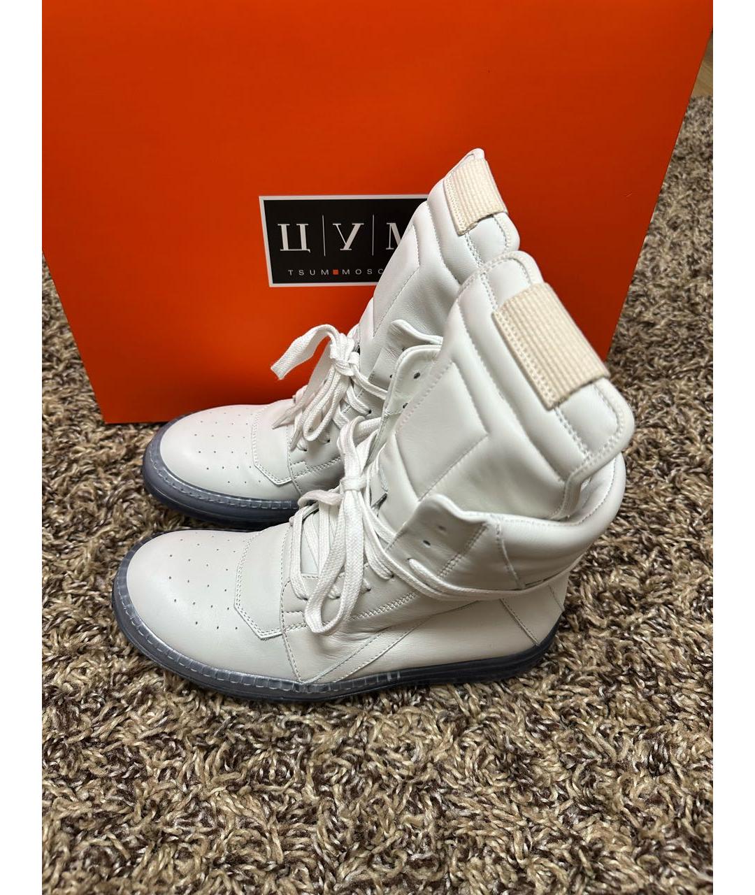 RICK OWENS Белые кожаные кеды, фото 3