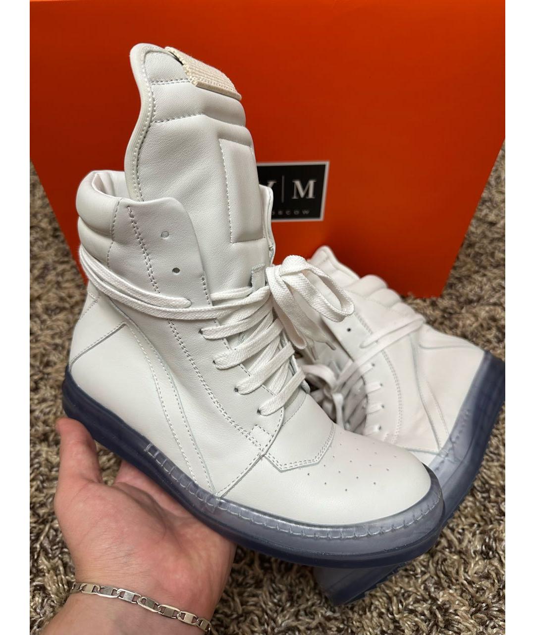 RICK OWENS Белые кожаные кеды, фото 2