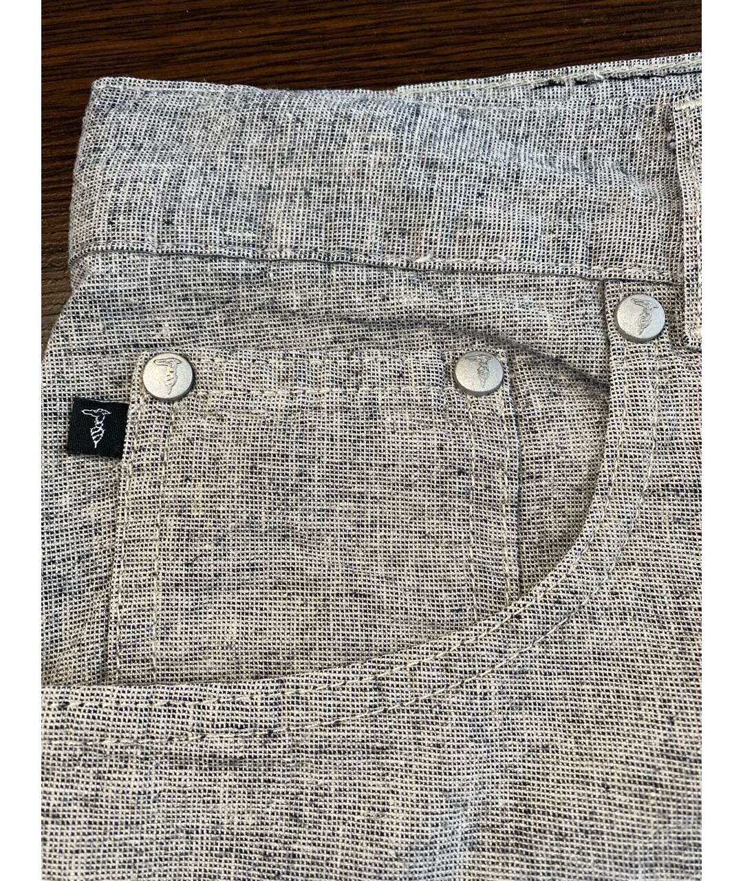 TRUSSARDI Серебряные льняные повседневные брюки, фото 2