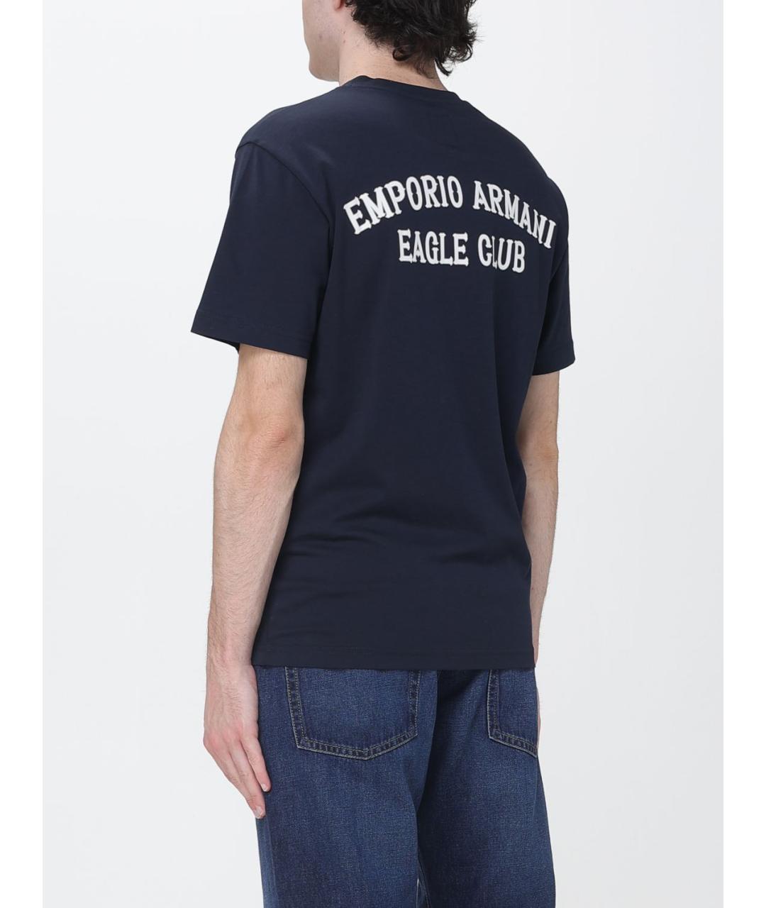 EMPORIO ARMANI Синяя хлопковая футболка, фото 2
