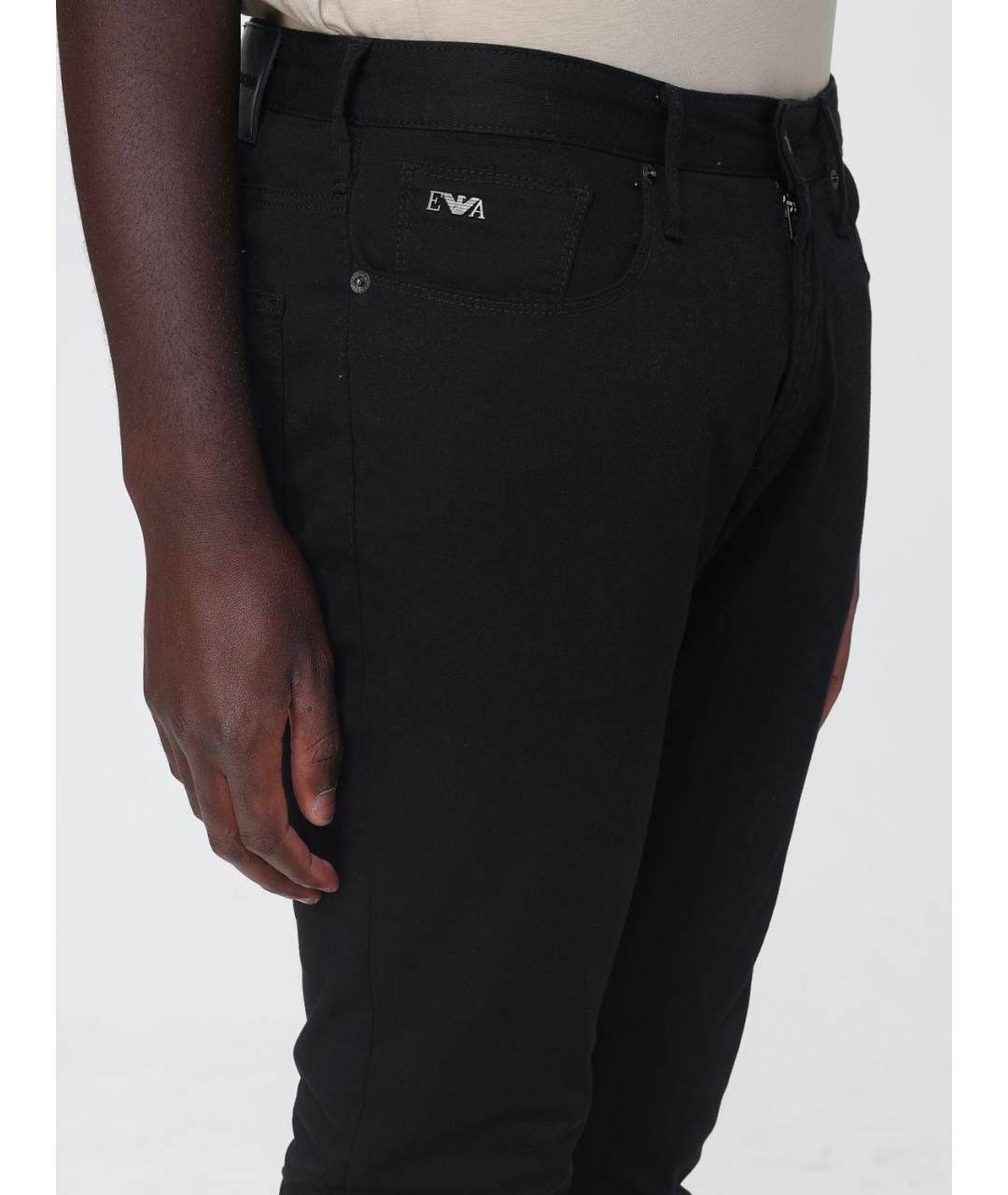 EMPORIO ARMANI Черные хлопковые повседневные брюки, фото 3