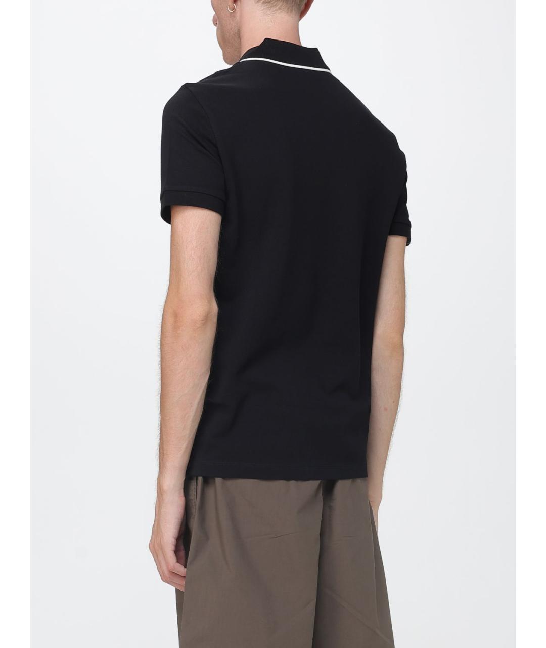 ARMANI EXCHANGE Черное хлопковое поло с коротким рукавом, фото 2