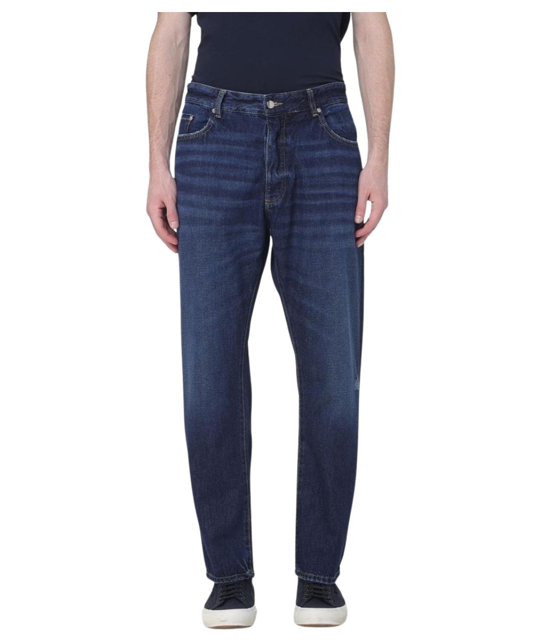 ICON DENIM Синие хлопковые прямые джинсы, фото 1