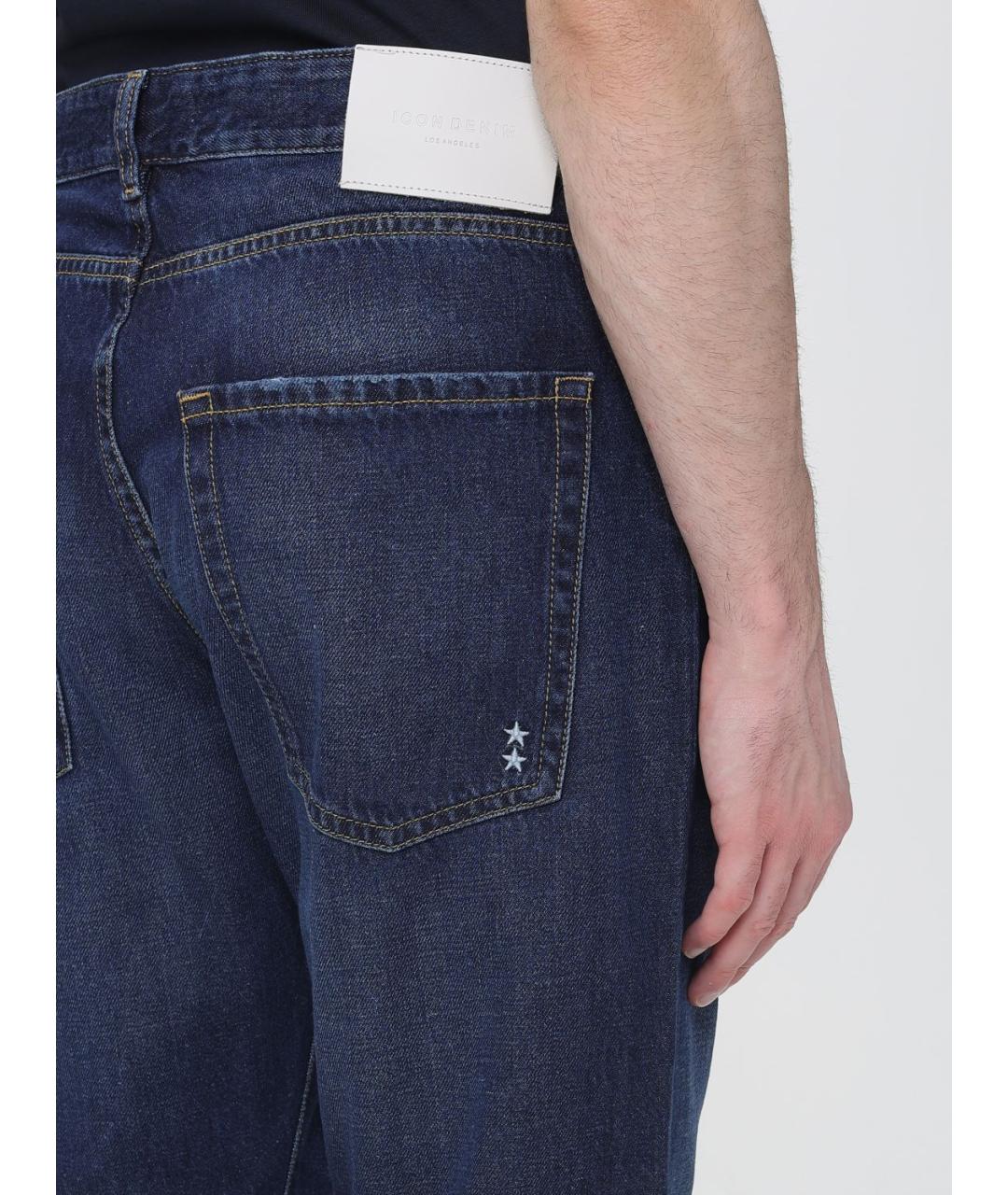 ICON DENIM Синие хлопковые прямые джинсы, фото 3