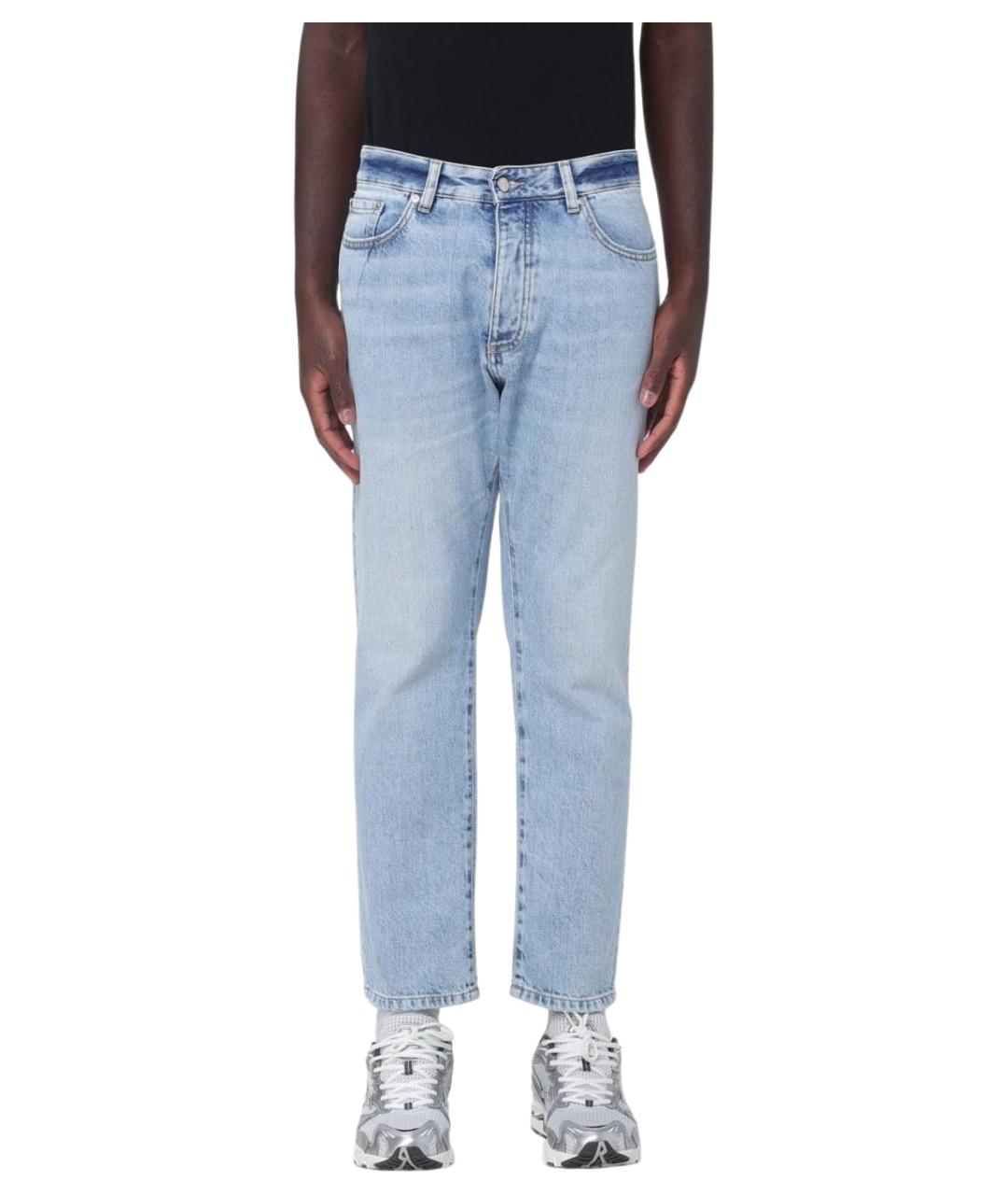 ICON DENIM Голубые хлопковые прямые джинсы, фото 1