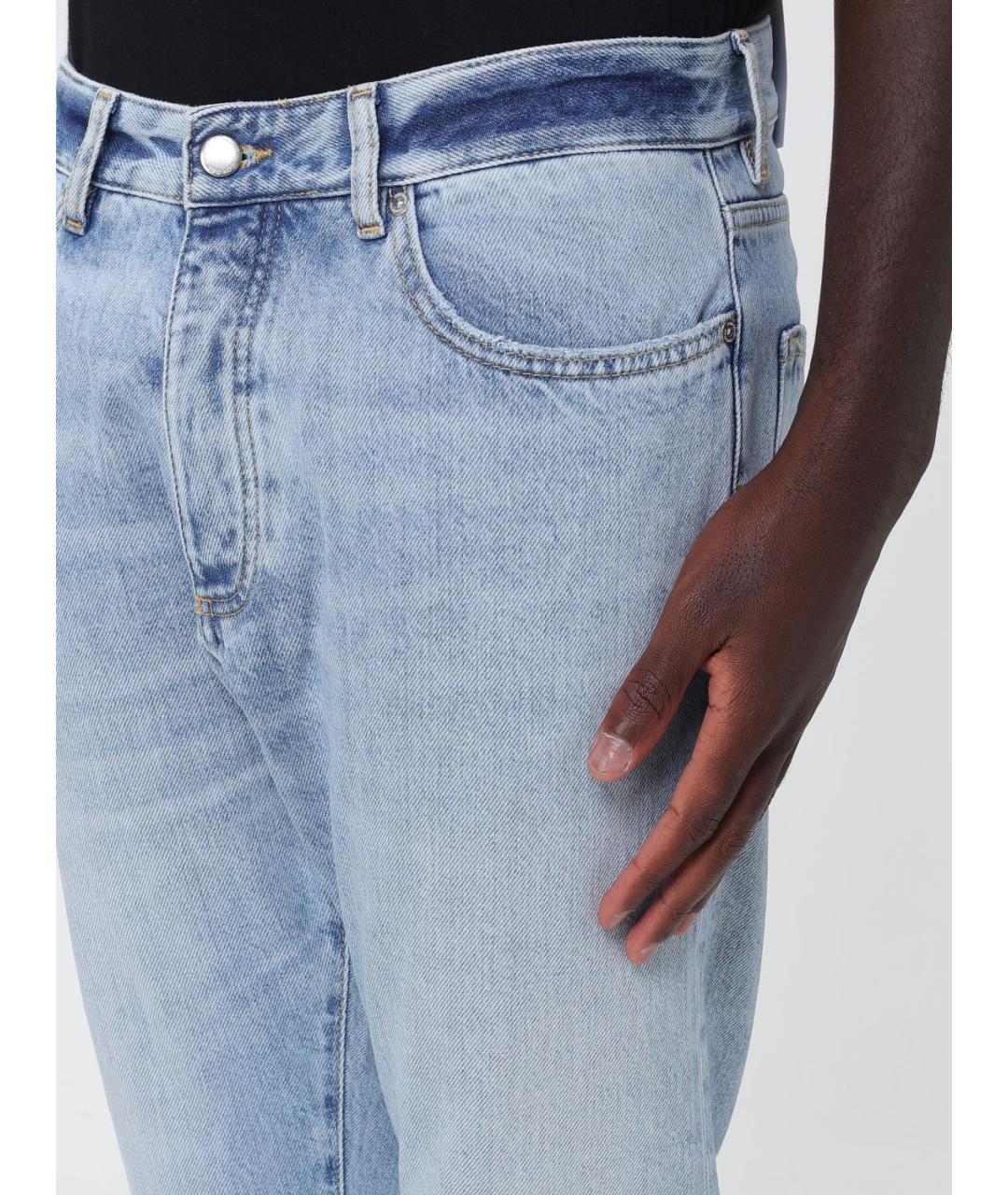 ICON DENIM Голубые хлопковые прямые джинсы, фото 3