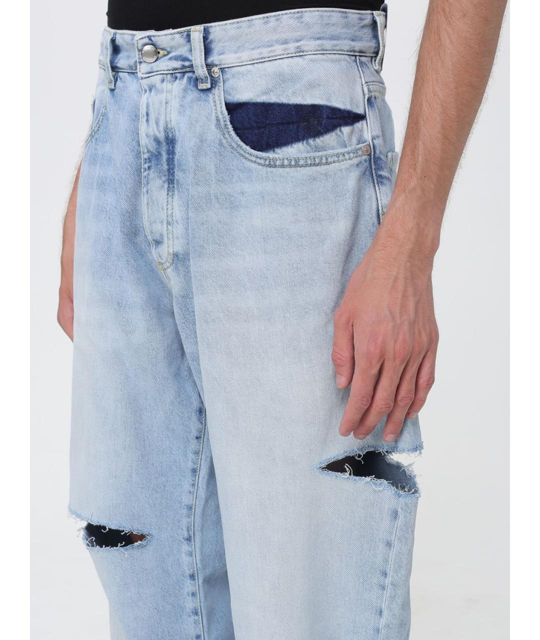 ICON DENIM Голубые хлопковые прямые джинсы, фото 3